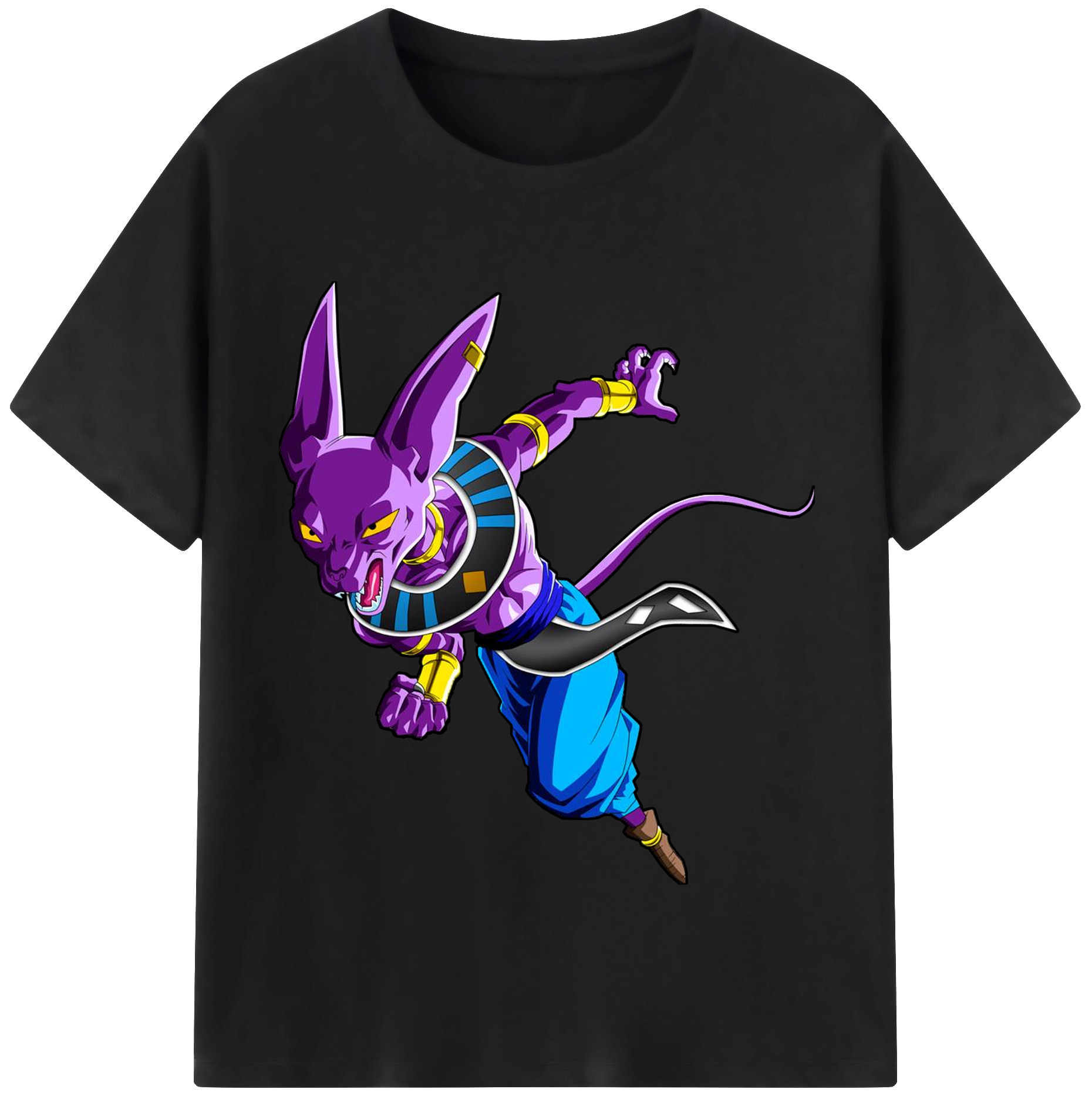 （画像用） ドラゴンボール ビルス 破壊神ビルス DRAGON BALL Beerus Birusu 綿100％半袖Tシャツ（フロントプリント）