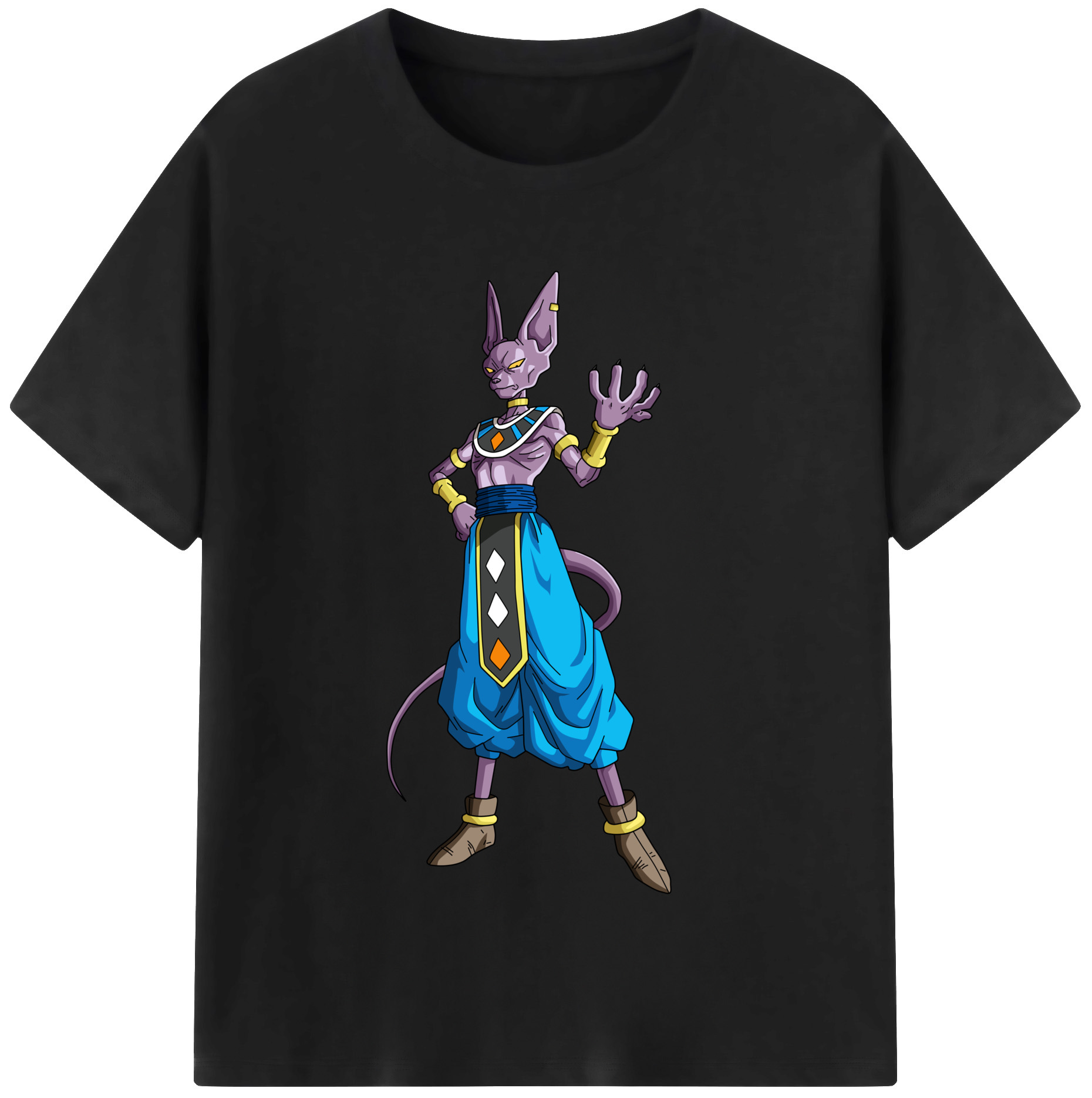 （画像用） ドラゴンボール ビルス 破壊神ビルス DRAGON BALL Beerus Birusu 綿100％半袖Tシャツ（フロントプリント）
