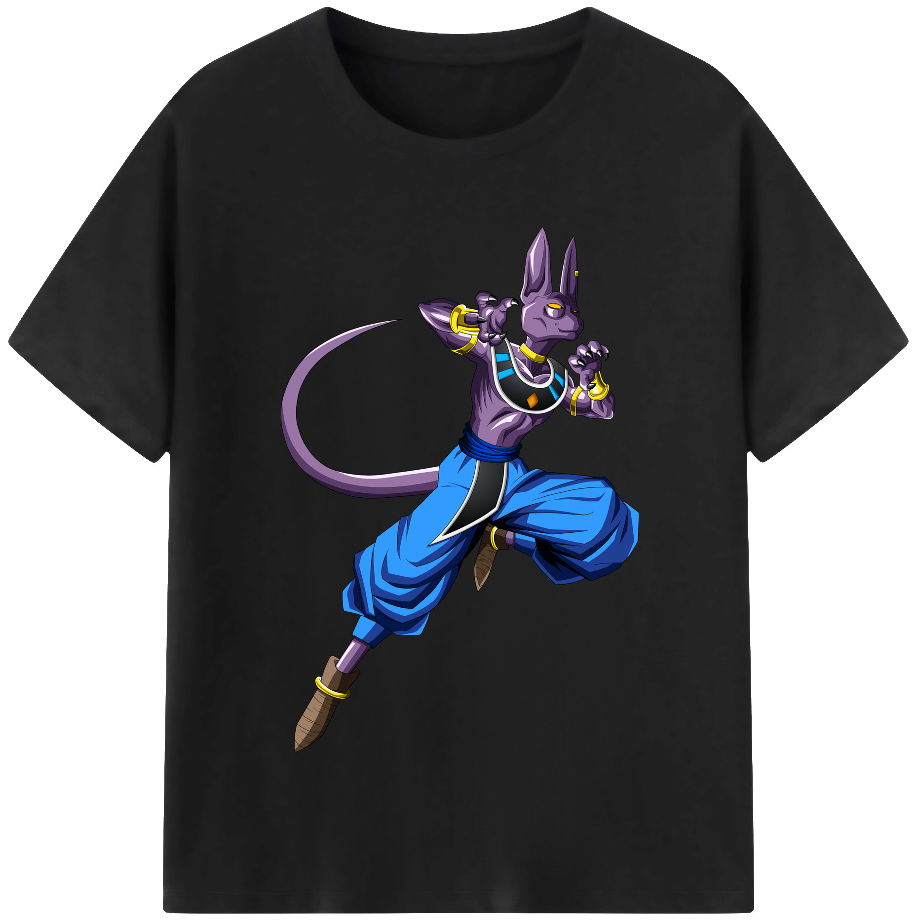 （画像用） ドラゴンボール ビルス 破壊神ビルス DRAGON BALL Beerus Birusu 綿100％半袖Tシャツ（フロントプリント）