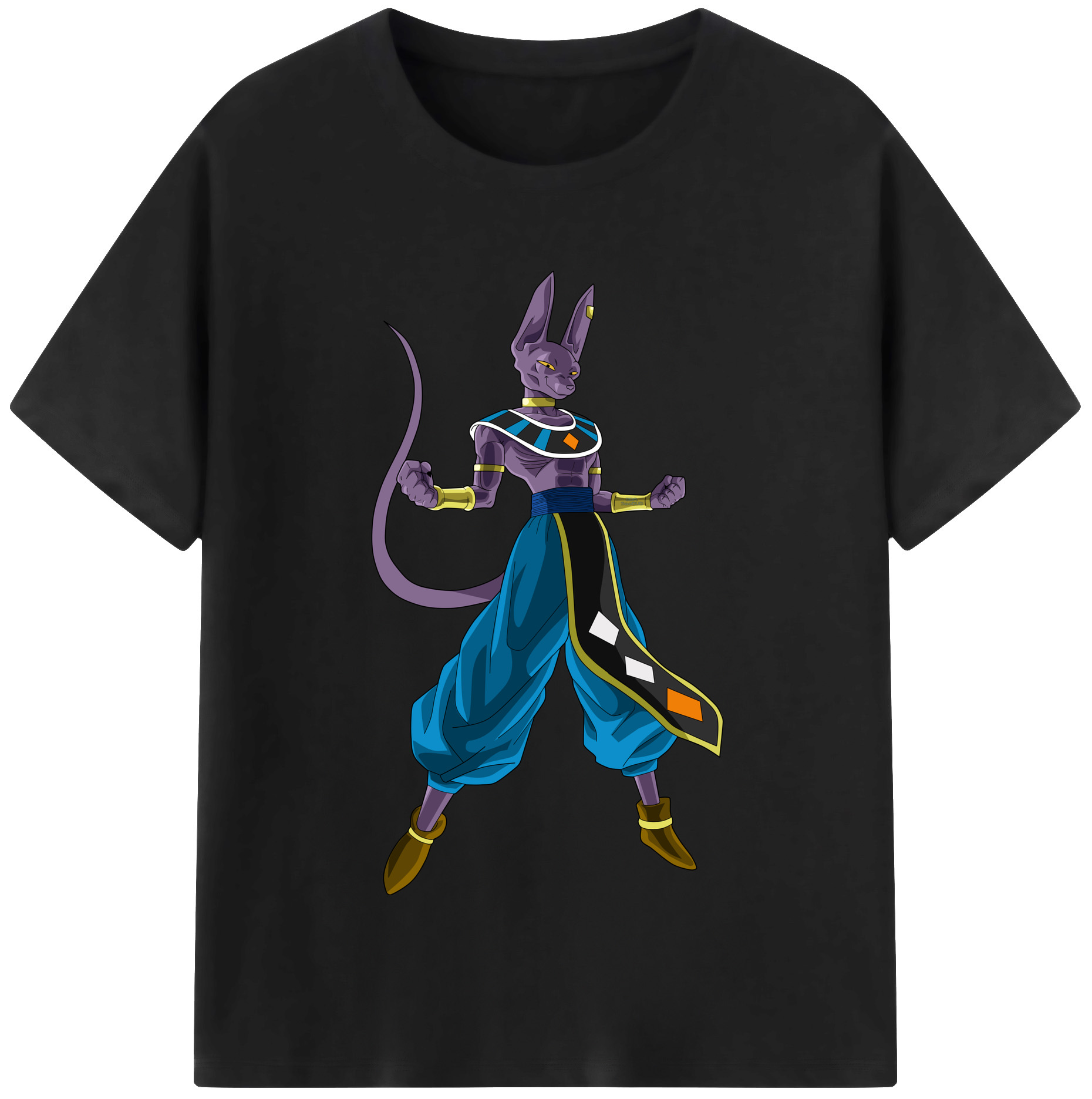 （画像用） ドラゴンボール ビルス 破壊神ビルス DRAGON BALL Beerus Birusu 綿100％半袖Tシャツ（フロントプリント）