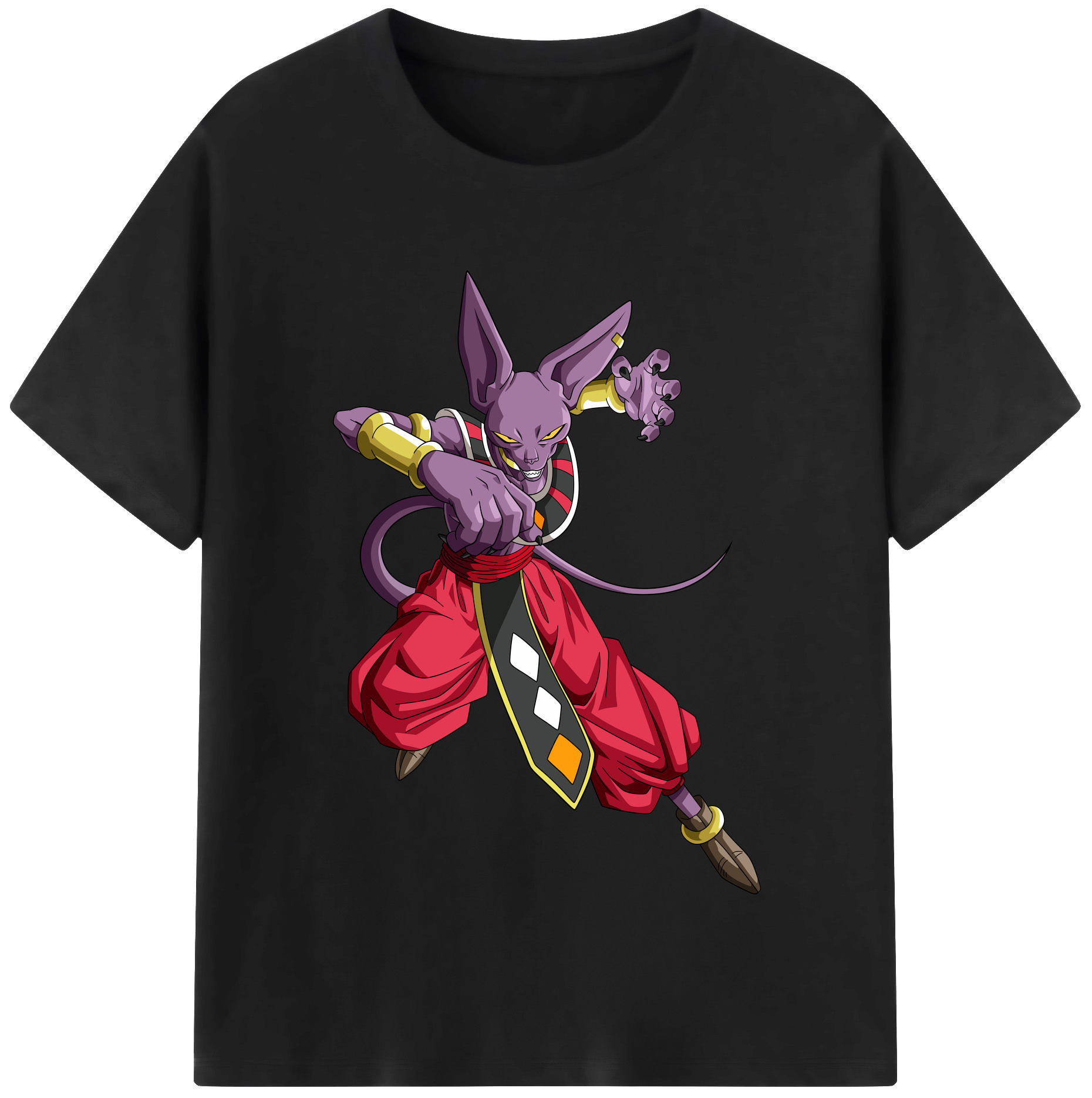 （画像用） ドラゴンボール ビルス 破壊神ビルス DRAGON BALL Beerus Birusu 綿100％半袖Tシャツ（フロントプリント）