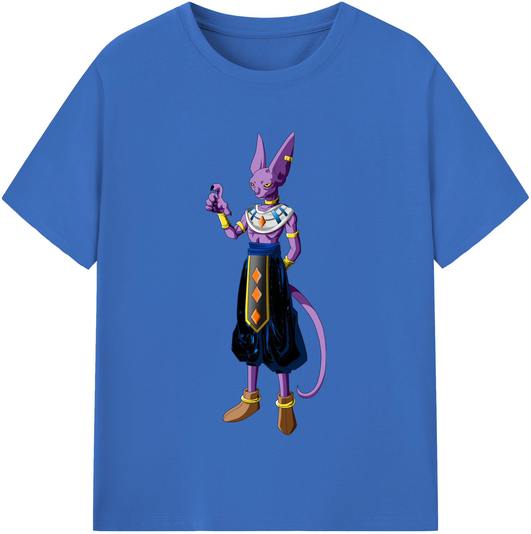 （画像用） ドラゴンボール ビルス 破壊神ビルス DRAGON BALL Beerus Birusu 綿100％半袖Tシャツ（フロントプリント）