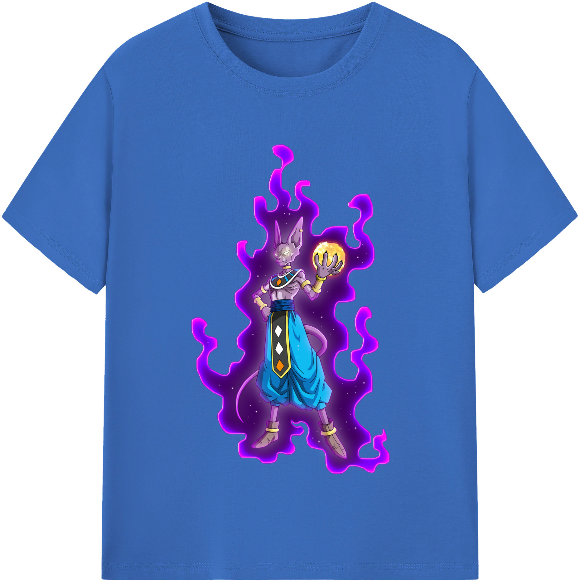 （画像用） ドラゴンボール ビルス 破壊神ビルス DRAGON BALL Beerus Birusu 綿100％半袖Tシャツ（フロントプリント）