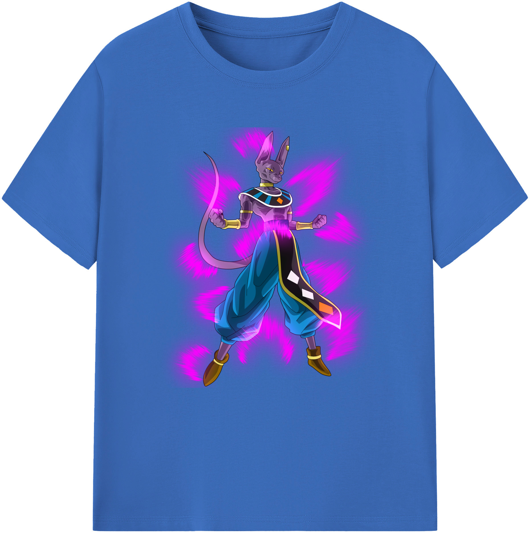 （画像用） ドラゴンボール ビルス 破壊神ビルス DRAGON BALL Beerus Birusu 綿100％半袖Tシャツ（フロントプリント）