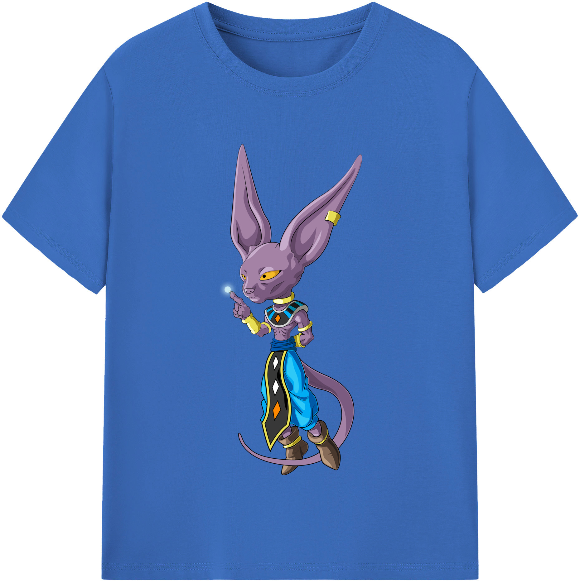 （画像用） ドラゴンボール ビルス 破壊神ビルス DRAGON BALL Beerus Birusu 綿100％半袖Tシャツ（フロントプリント）