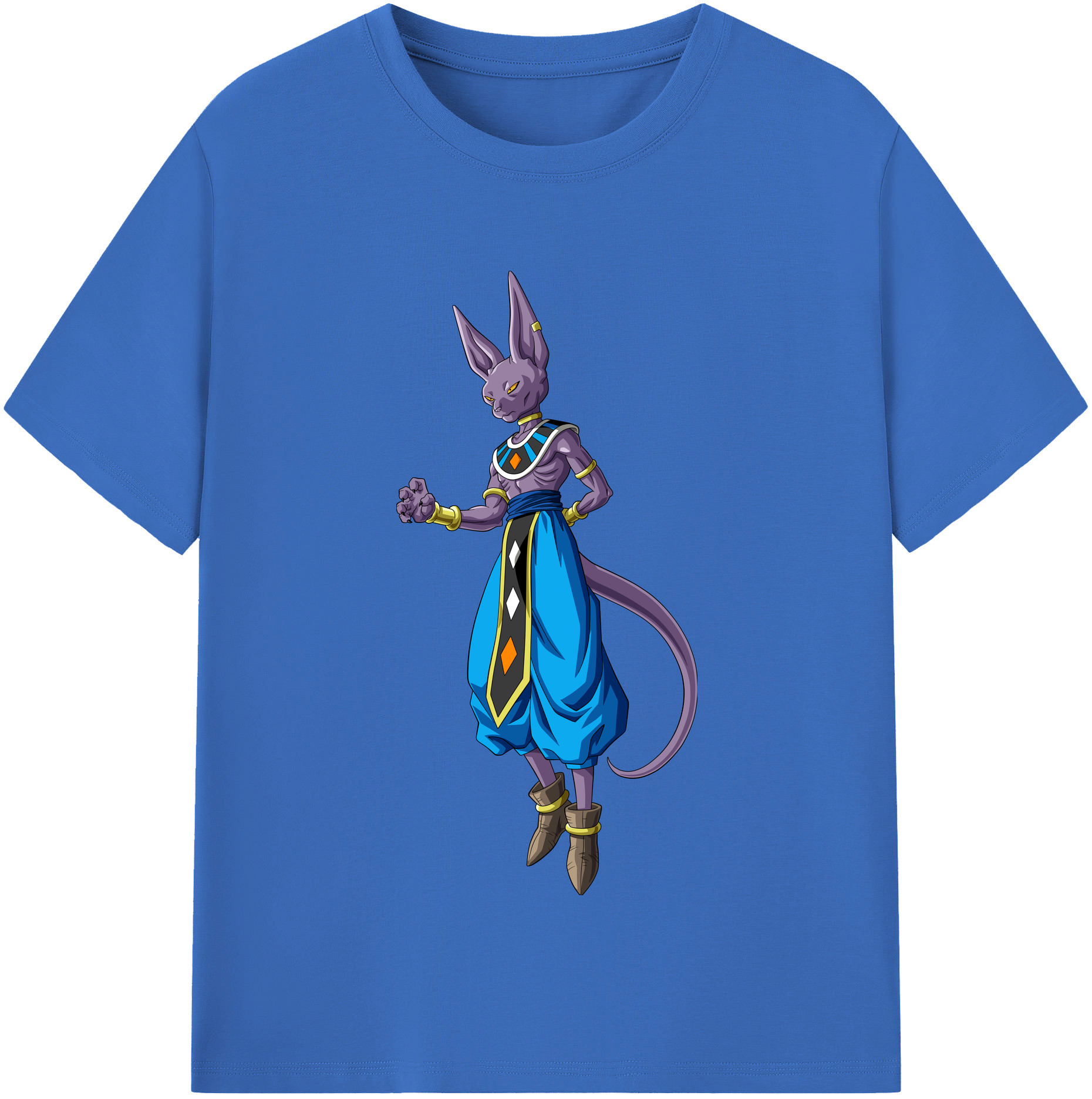 （画像用） ドラゴンボール ビルス 破壊神ビルス DRAGON BALL Beerus Birusu 綿100％半袖Tシャツ（フロントプリント）