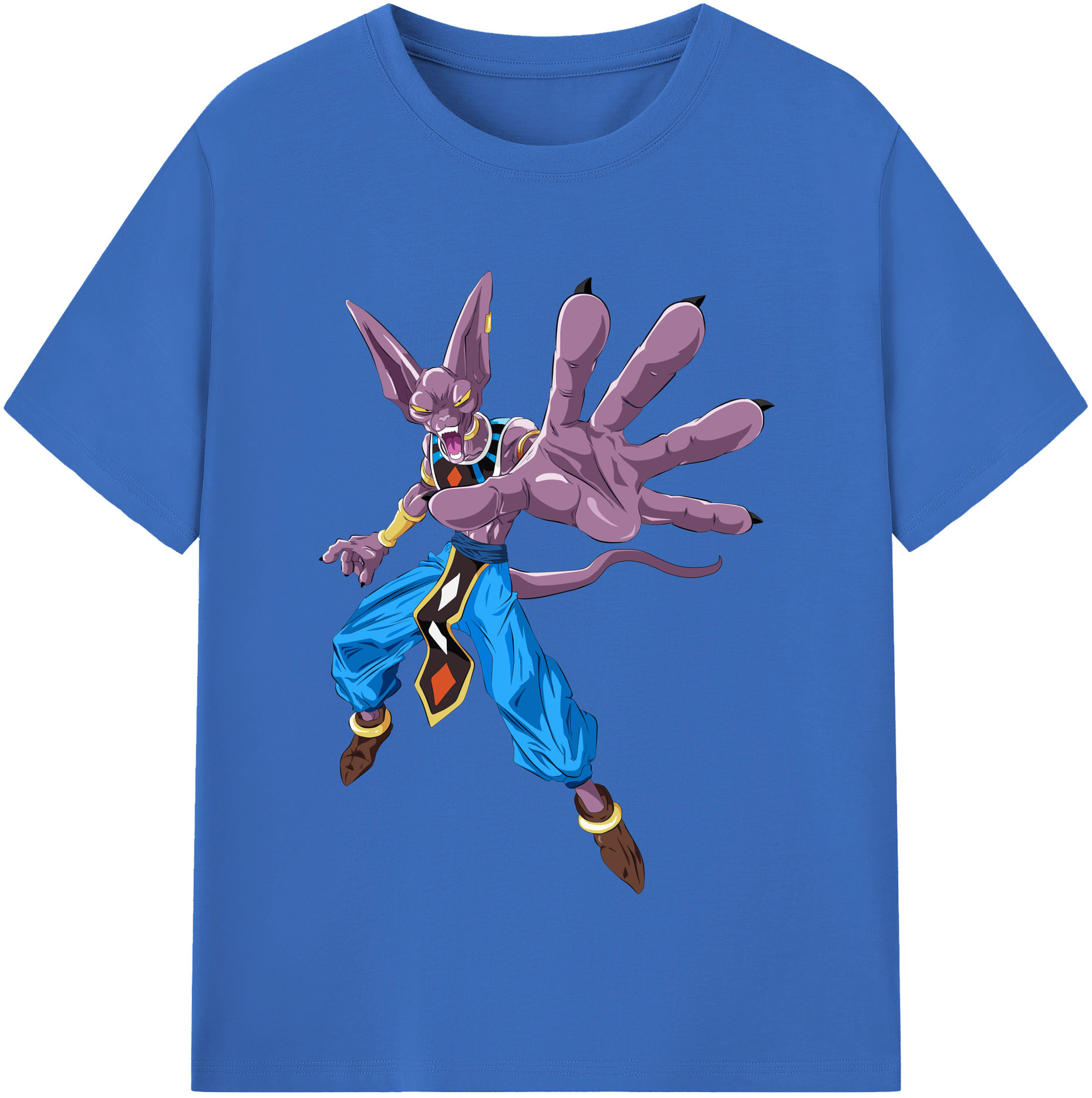 （画像用） ドラゴンボール ビルス 破壊神ビルス DRAGON BALL Beerus Birusu 綿100％半袖Tシャツ（フロントプリント）