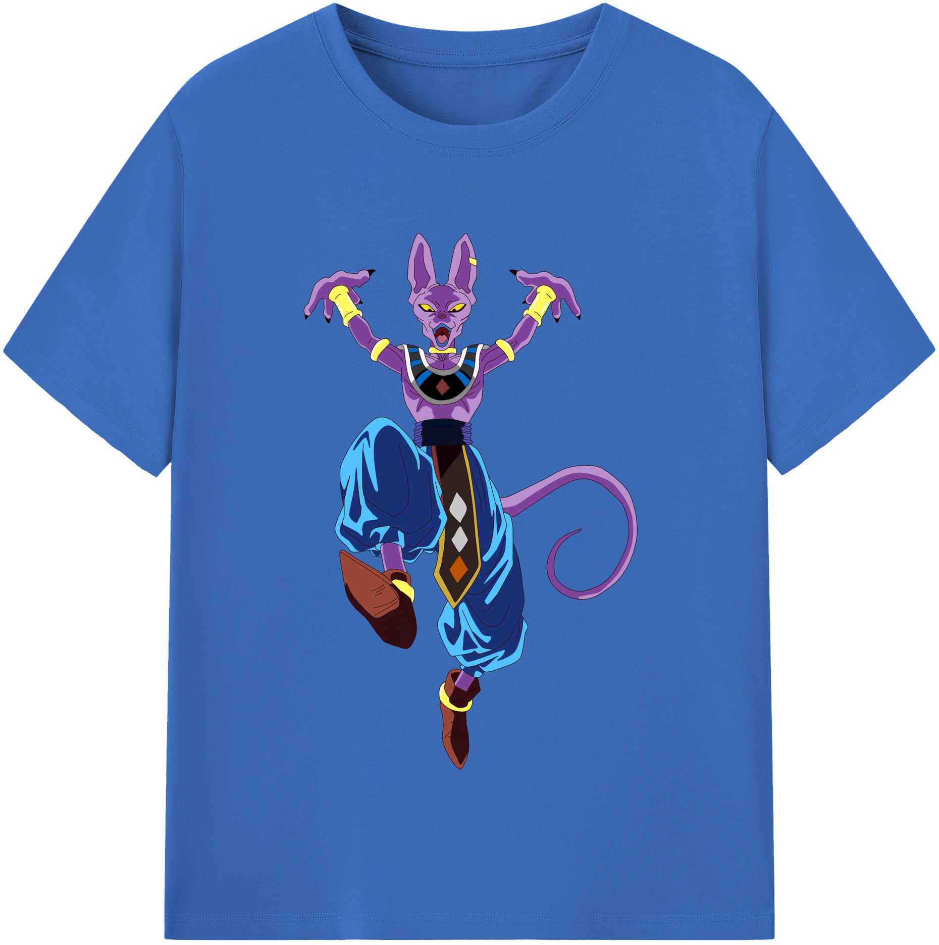（画像用） ドラゴンボール ビルス 破壊神ビルス DRAGON BALL Beerus Birusu 綿100％半袖Tシャツ（フロントプリント）