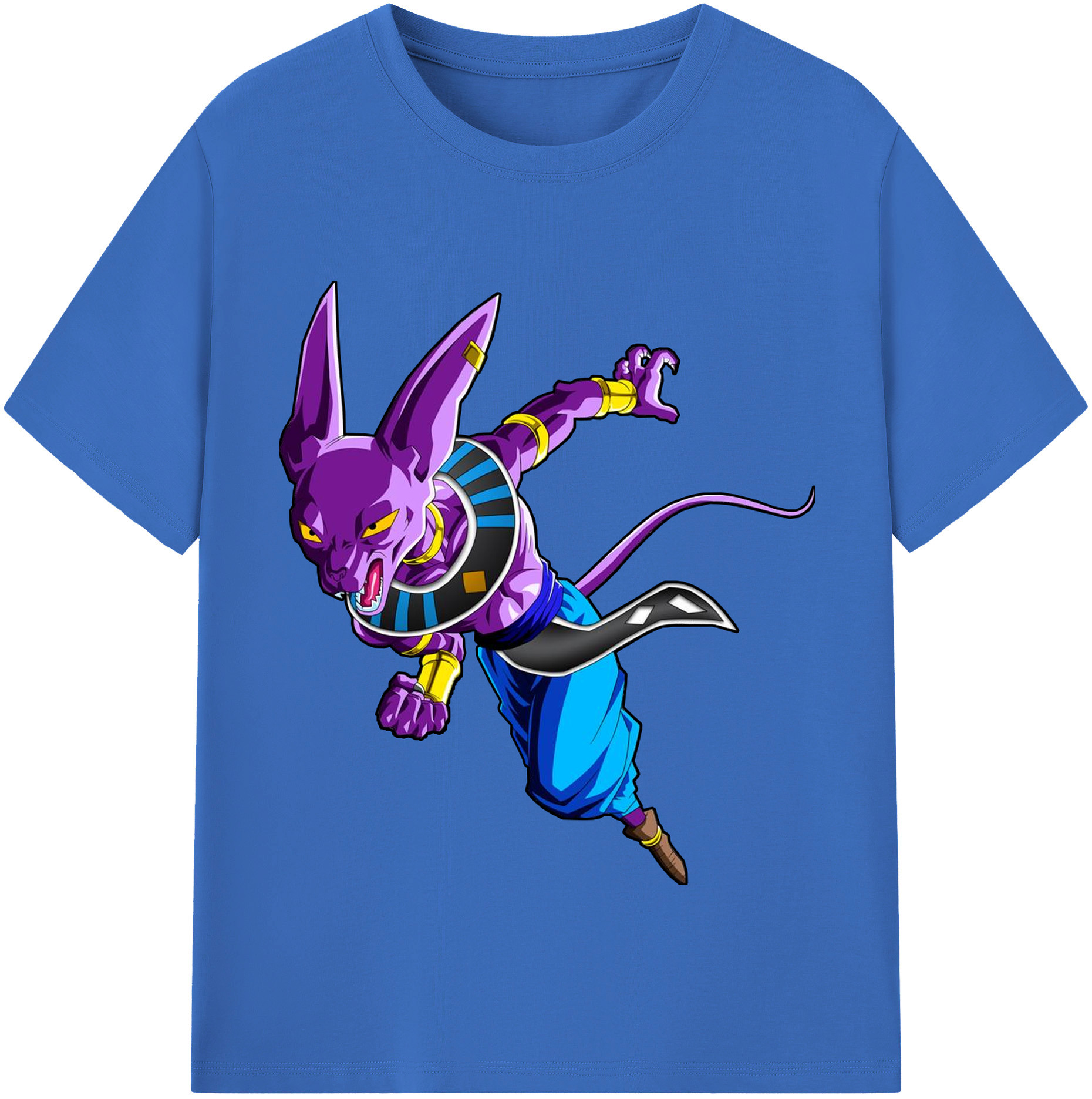 （画像用） ドラゴンボール ビルス 破壊神ビルス DRAGON BALL Beerus Birusu 綿100％半袖Tシャツ（フロントプリント）