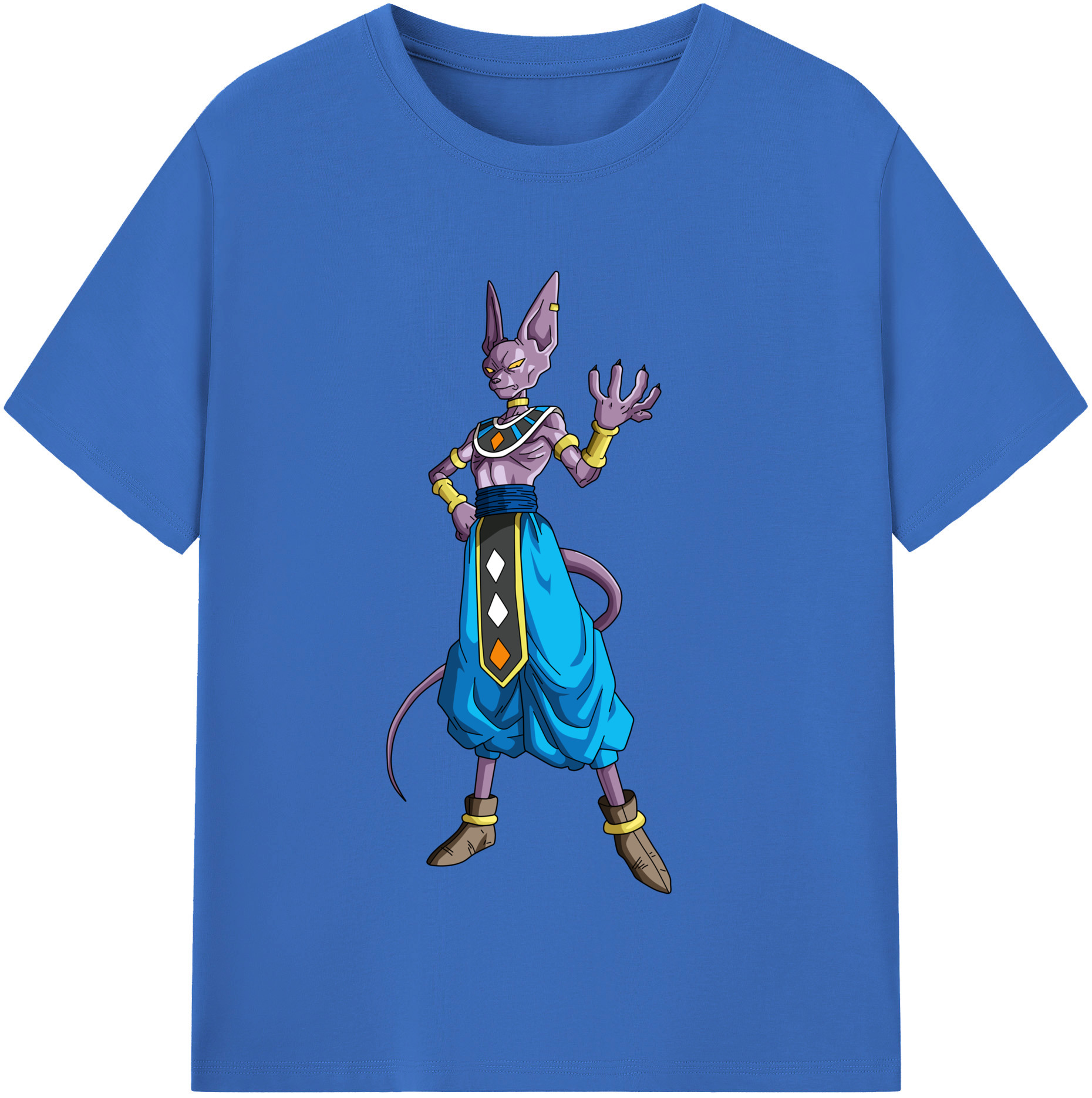 （画像用） ドラゴンボール ビルス 破壊神ビルス DRAGON BALL Beerus Birusu 綿100％半袖Tシャツ（フロントプリント）