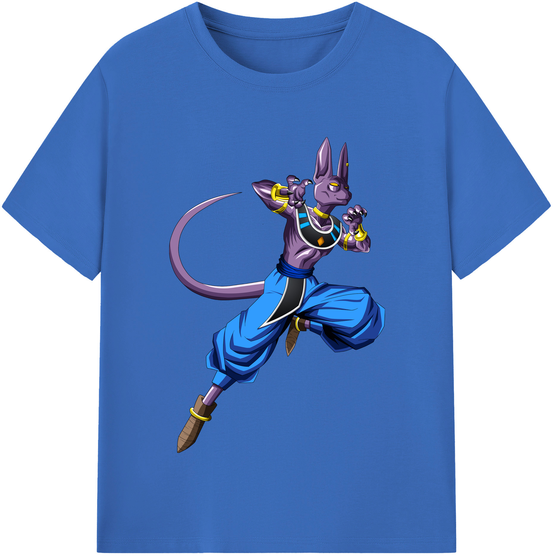 （画像用） ドラゴンボール ビルス 破壊神ビルス DRAGON BALL Beerus Birusu 綿100％半袖Tシャツ（フロントプリント）