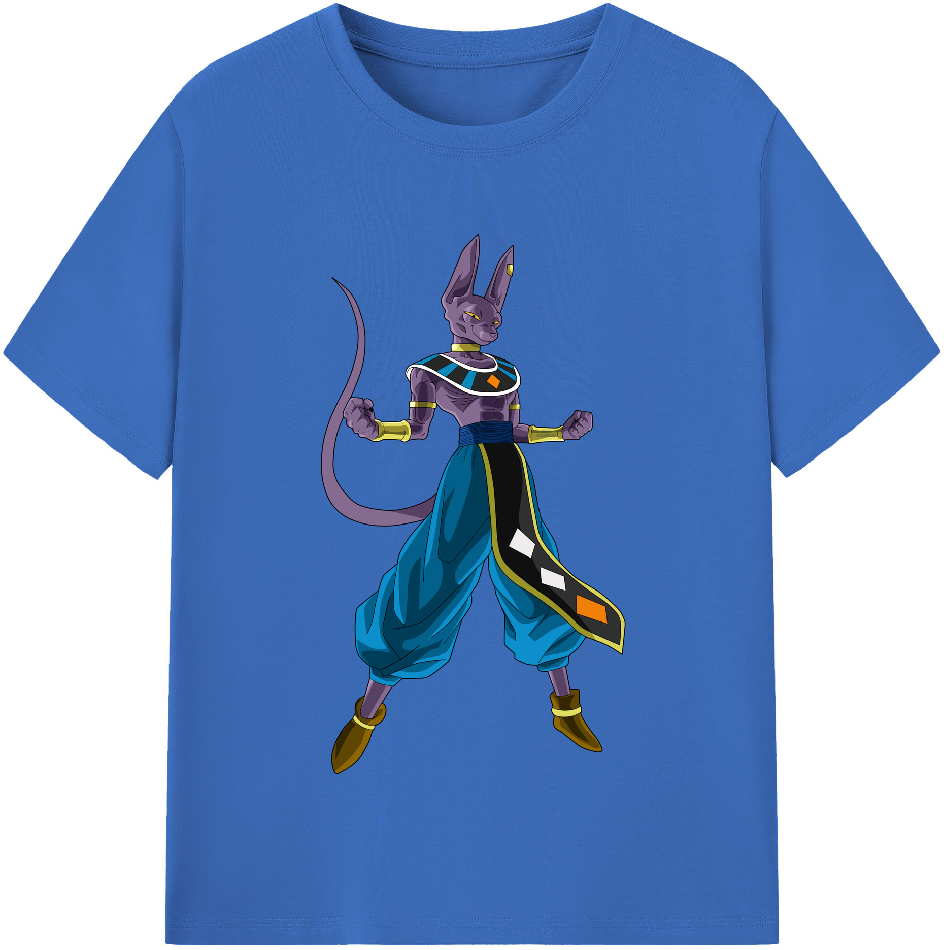 （画像用） ドラゴンボール ビルス 破壊神ビルス DRAGON BALL Beerus Birusu 綿100％半袖Tシャツ（フロントプリント）