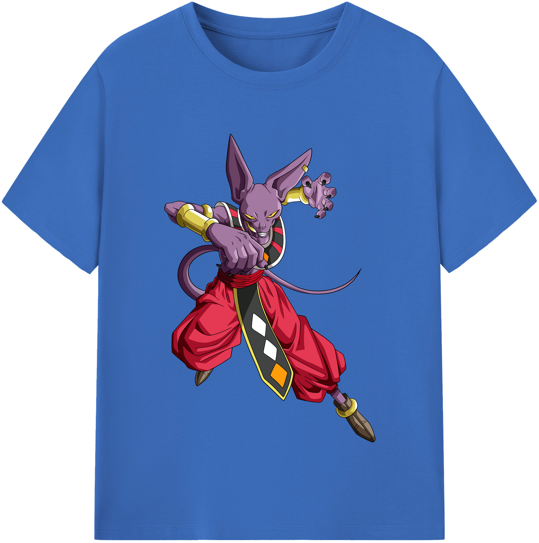 （画像用） ドラゴンボール ビルス 破壊神ビルス DRAGON BALL Beerus Birusu 綿100％半袖Tシャツ（フロントプリント）