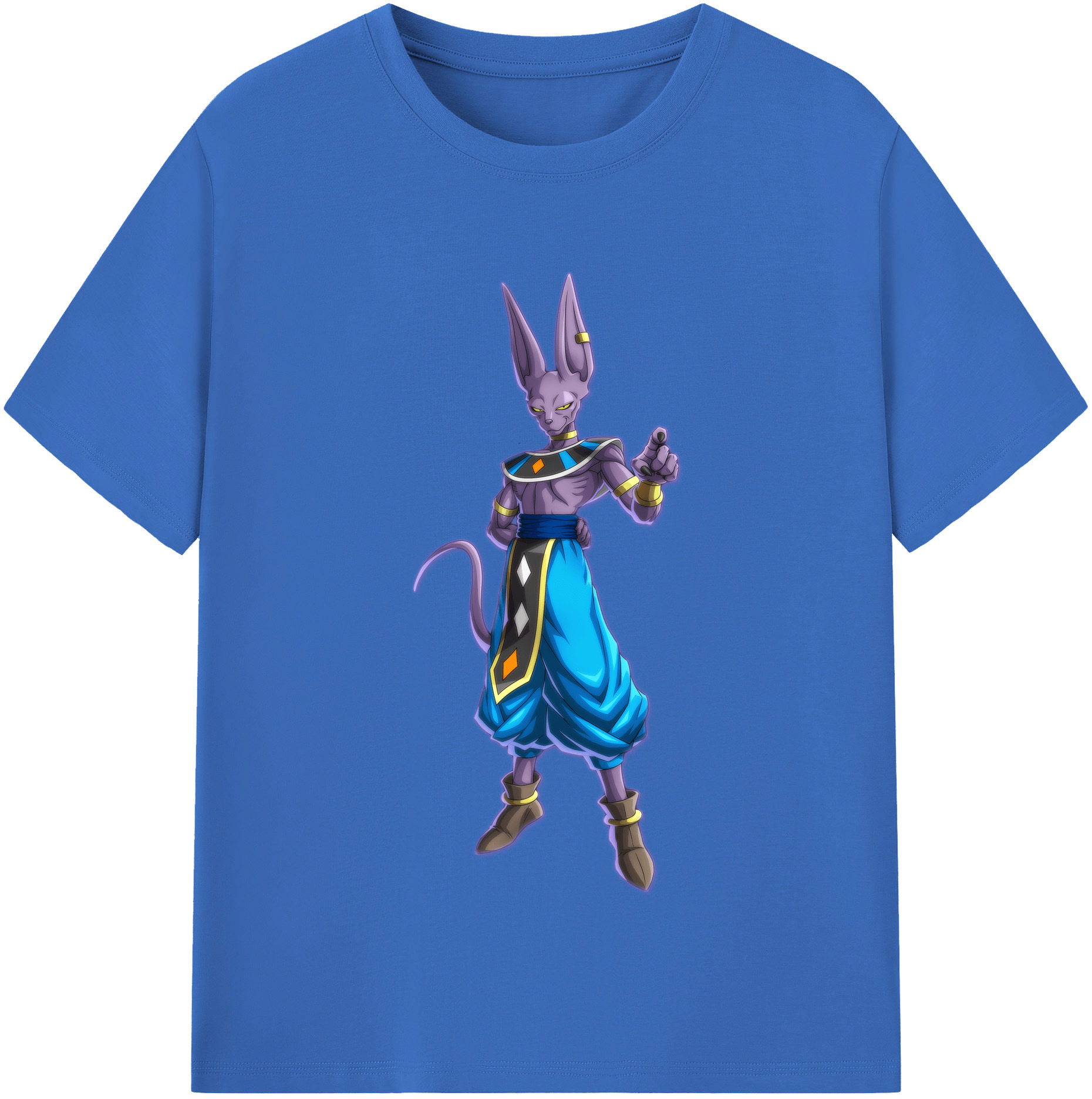 （画像用） ドラゴンボール ビルス 破壊神ビルス DRAGON BALL Beerus Birusu 綿100％半袖Tシャツ（フロントプリント）