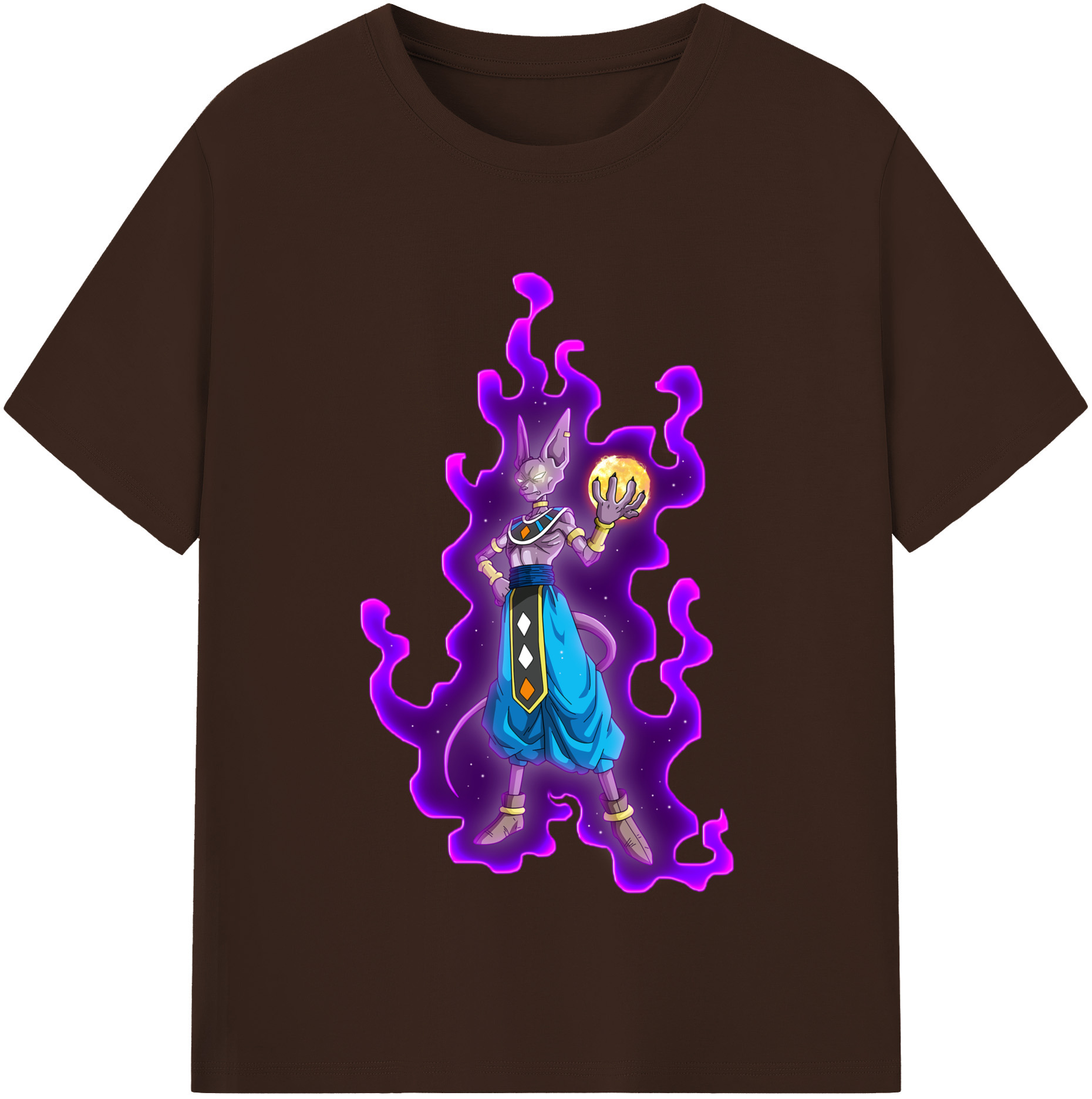 （画像用） ドラゴンボール ビルス 破壊神ビルス DRAGON BALL Beerus Birusu 綿100％半袖Tシャツ（フロントプリント）
