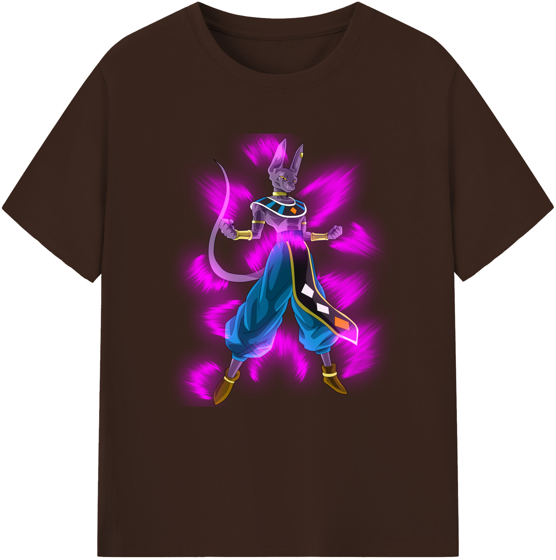 （画像用） ドラゴンボール ビルス 破壊神ビルス DRAGON BALL Beerus Birusu 綿100％半袖Tシャツ（フロントプリント）