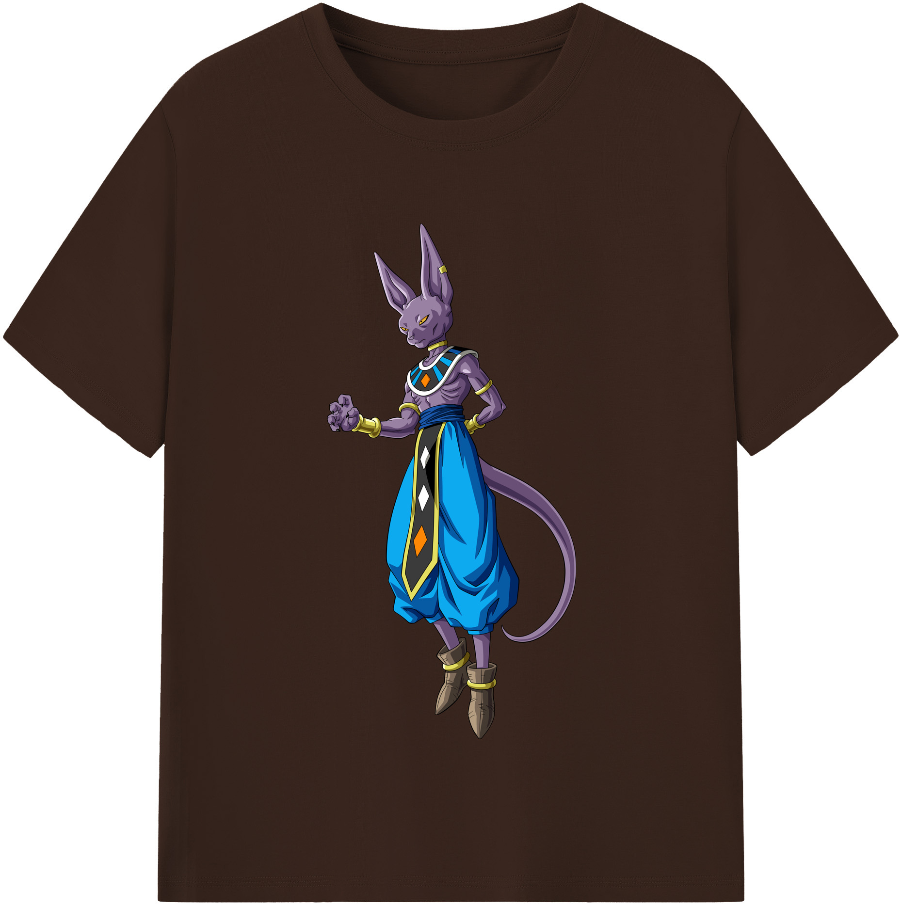 （画像用） ドラゴンボール ビルス 破壊神ビルス DRAGON BALL Beerus Birusu 綿100％半袖Tシャツ（フロントプリント）