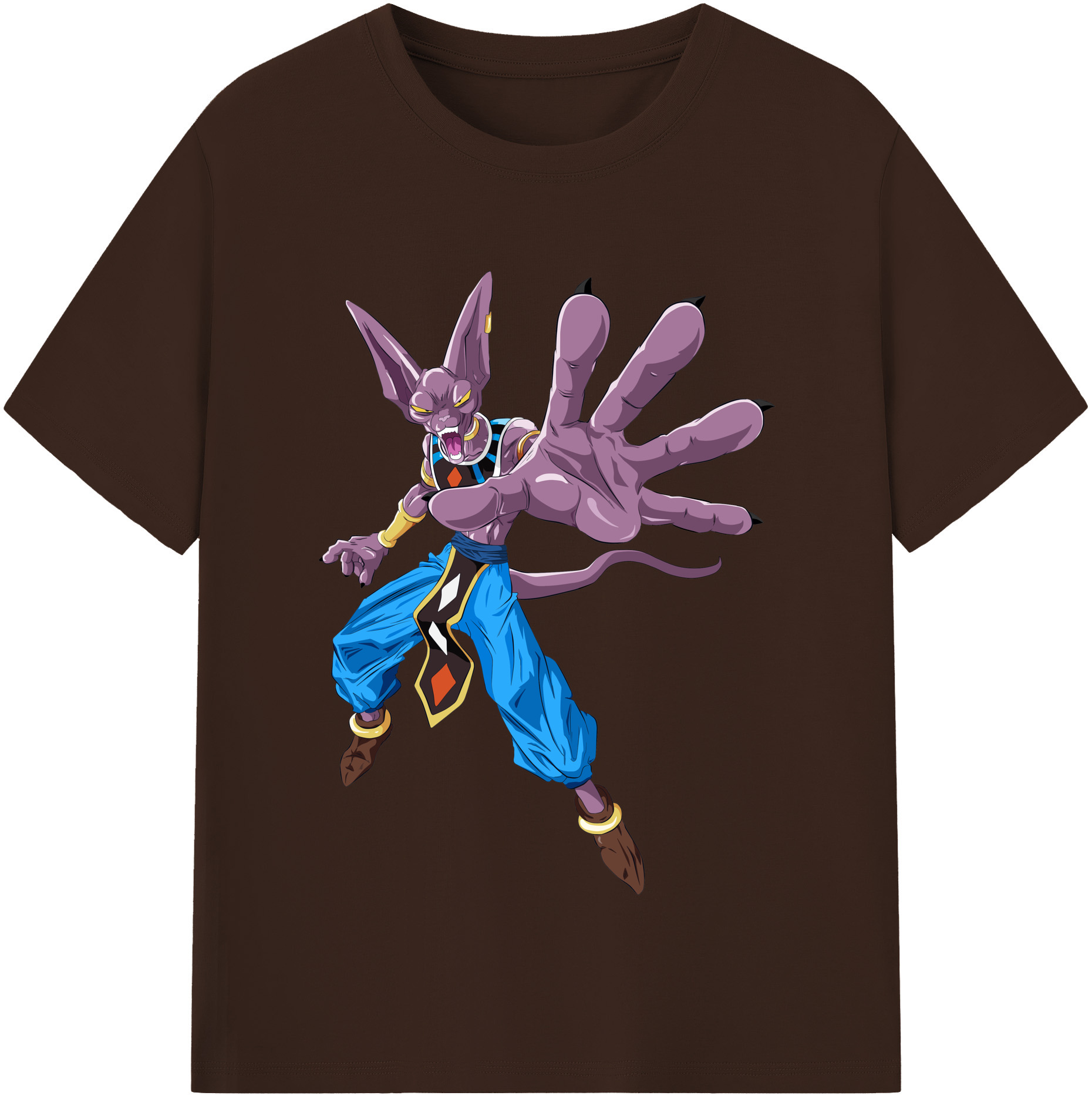 （画像用） ドラゴンボール ビルス 破壊神ビルス DRAGON BALL Beerus Birusu 綿100％半袖Tシャツ（フロントプリント）