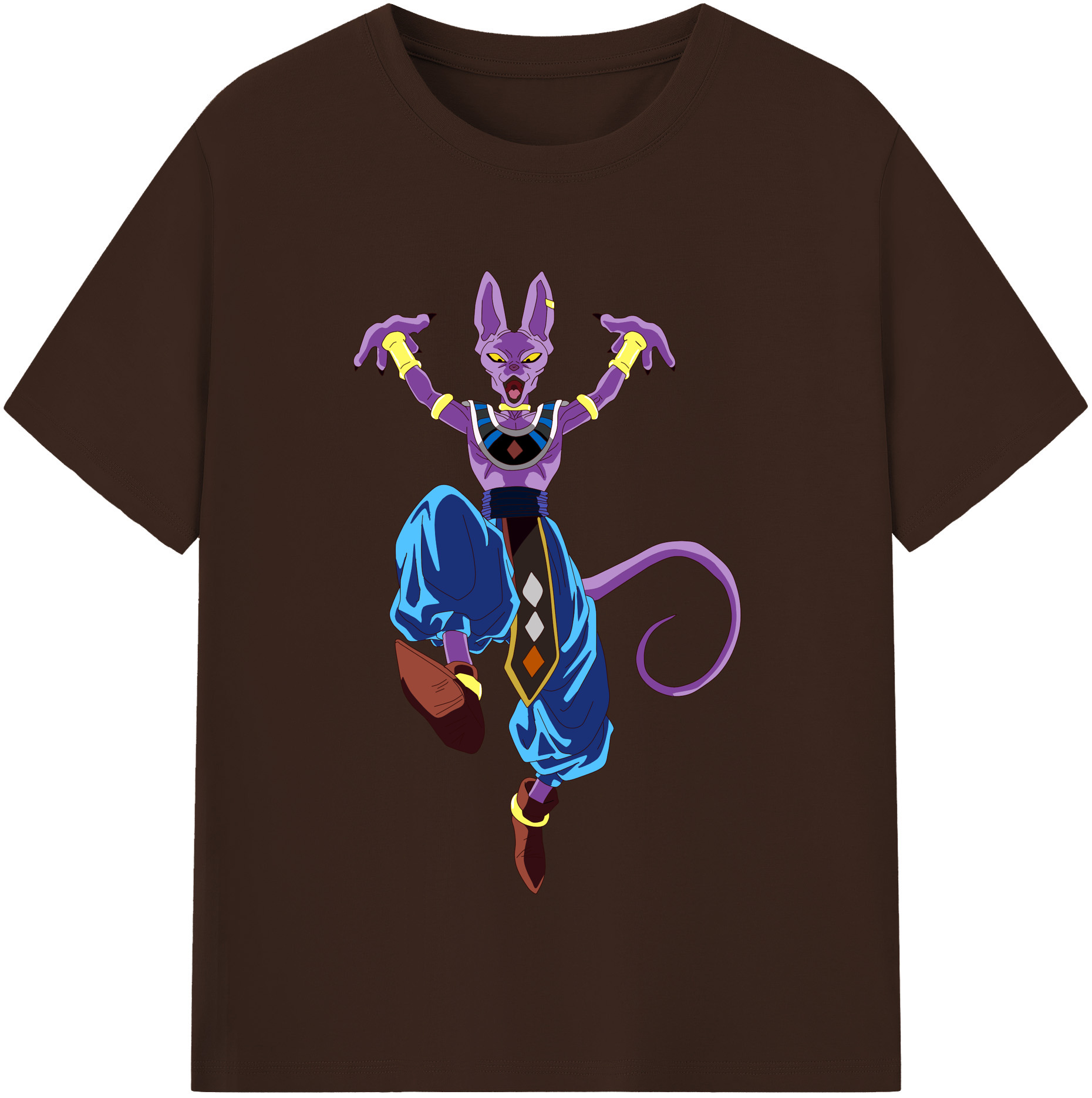 （画像用） ドラゴンボール ビルス 破壊神ビルス DRAGON BALL Beerus Birusu 綿100％半袖Tシャツ（フロントプリント）