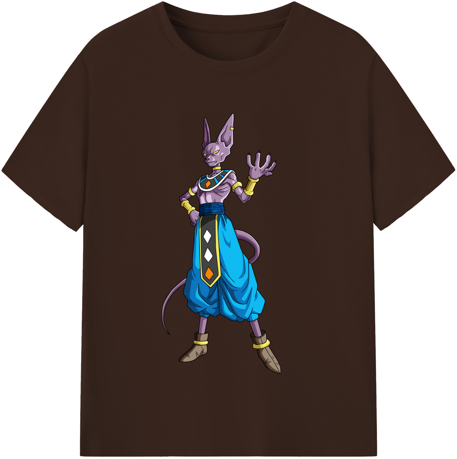 （画像用） ドラゴンボール ビルス 破壊神ビルス DRAGON BALL Beerus Birusu 綿100％半袖Tシャツ（フロントプリント）