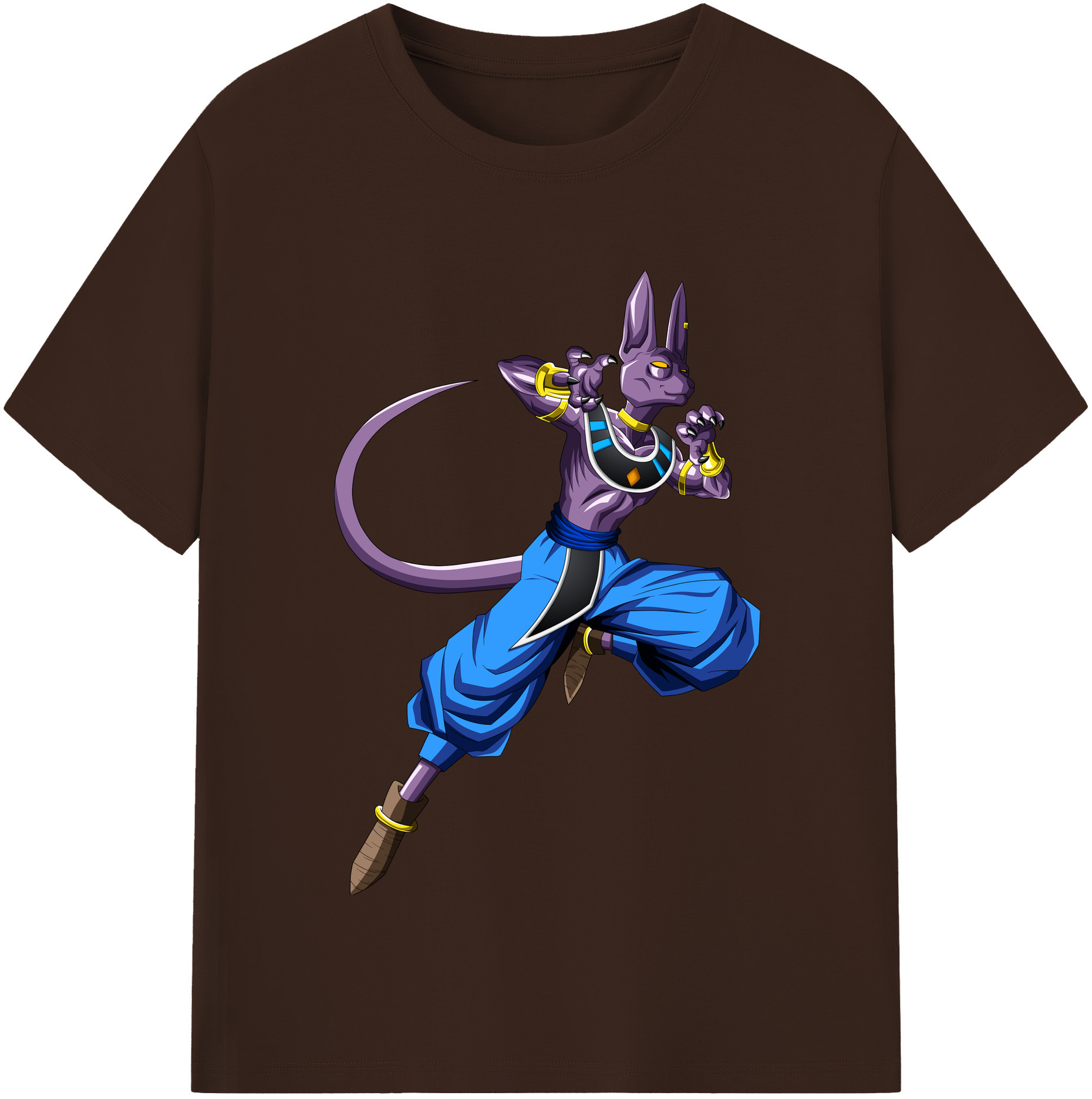 （画像用） ドラゴンボール ビルス 破壊神ビルス DRAGON BALL Beerus Birusu 綿100％半袖Tシャツ（フロントプリント）