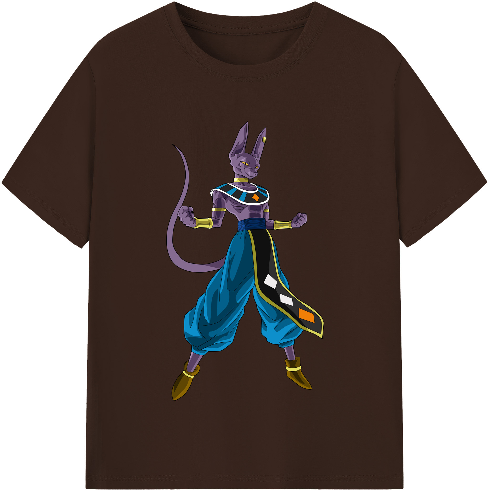 （画像用） ドラゴンボール ビルス 破壊神ビルス DRAGON BALL Beerus Birusu 綿100％半袖Tシャツ（フロントプリント）