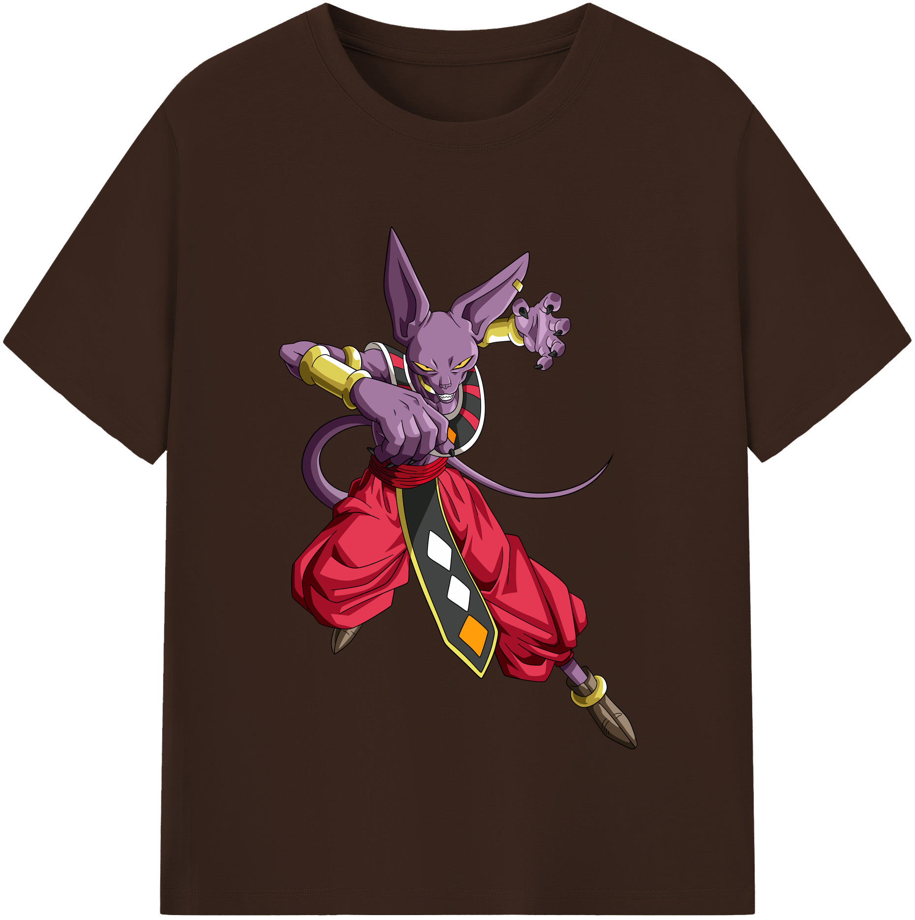 （画像用） ドラゴンボール ビルス 破壊神ビルス DRAGON BALL Beerus Birusu 綿100％半袖Tシャツ（フロントプリント）