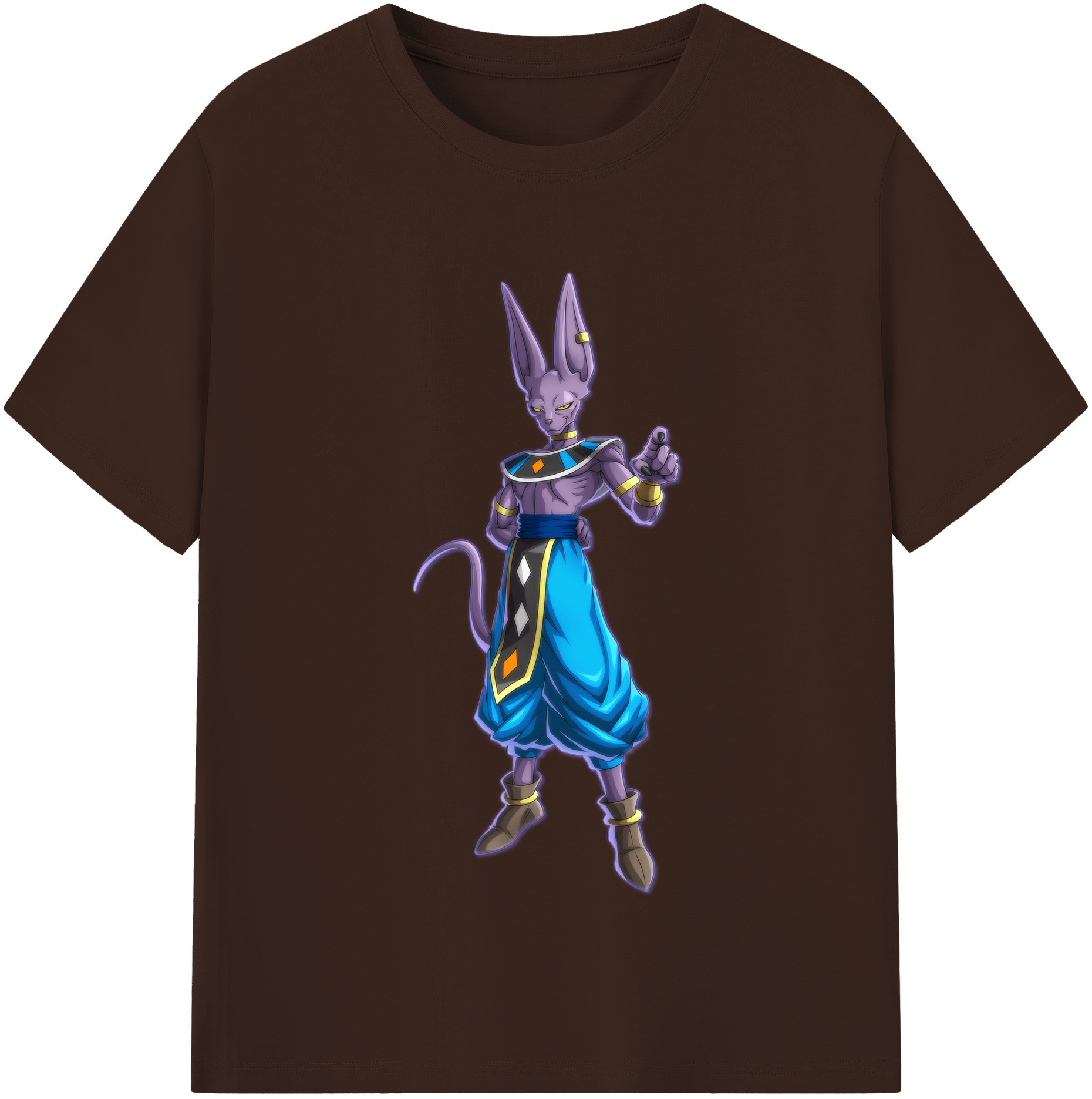 （画像用） ドラゴンボール ビルス 破壊神ビルス DRAGON BALL Beerus Birusu 綿100％半袖Tシャツ（フロントプリント）