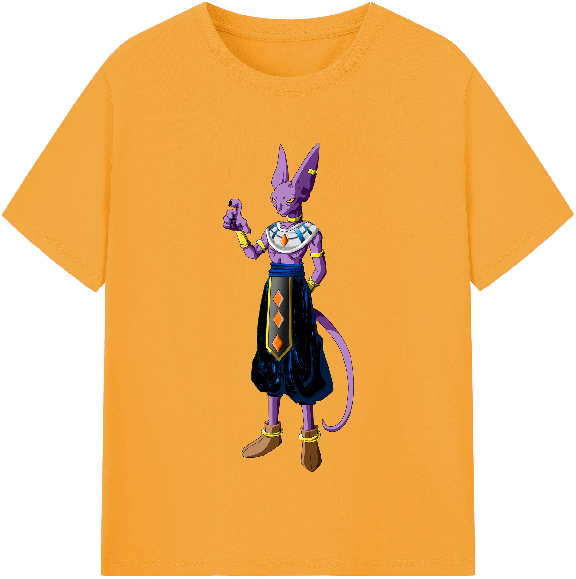 （画像用） ドラゴンボール ビルス 破壊神ビルス DRAGON BALL Beerus Birusu 綿100％半袖Tシャツ（フロントプリント）