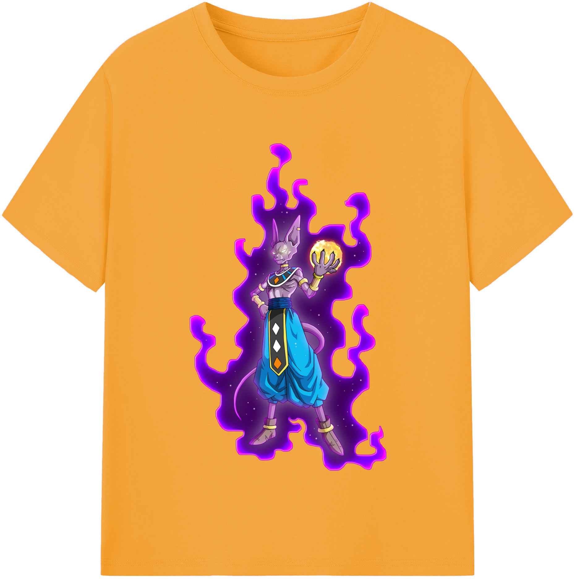 （画像用） ドラゴンボール ビルス 破壊神ビルス DRAGON BALL Beerus Birusu 綿100％半袖Tシャツ（フロントプリント）