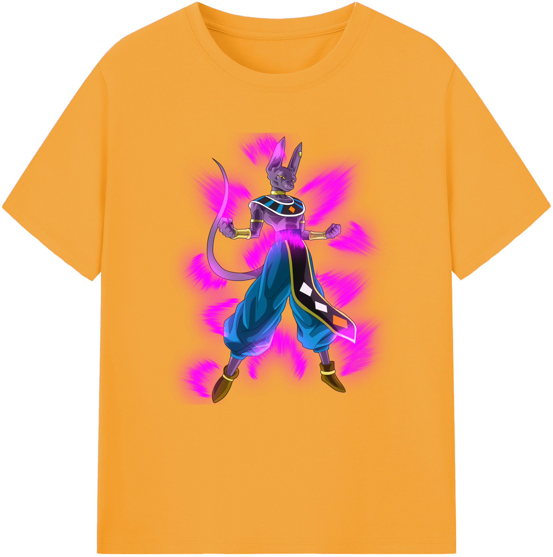 （画像用） ドラゴンボール ビルス 破壊神ビルス DRAGON BALL Beerus Birusu 綿100％半袖Tシャツ（フロントプリント）