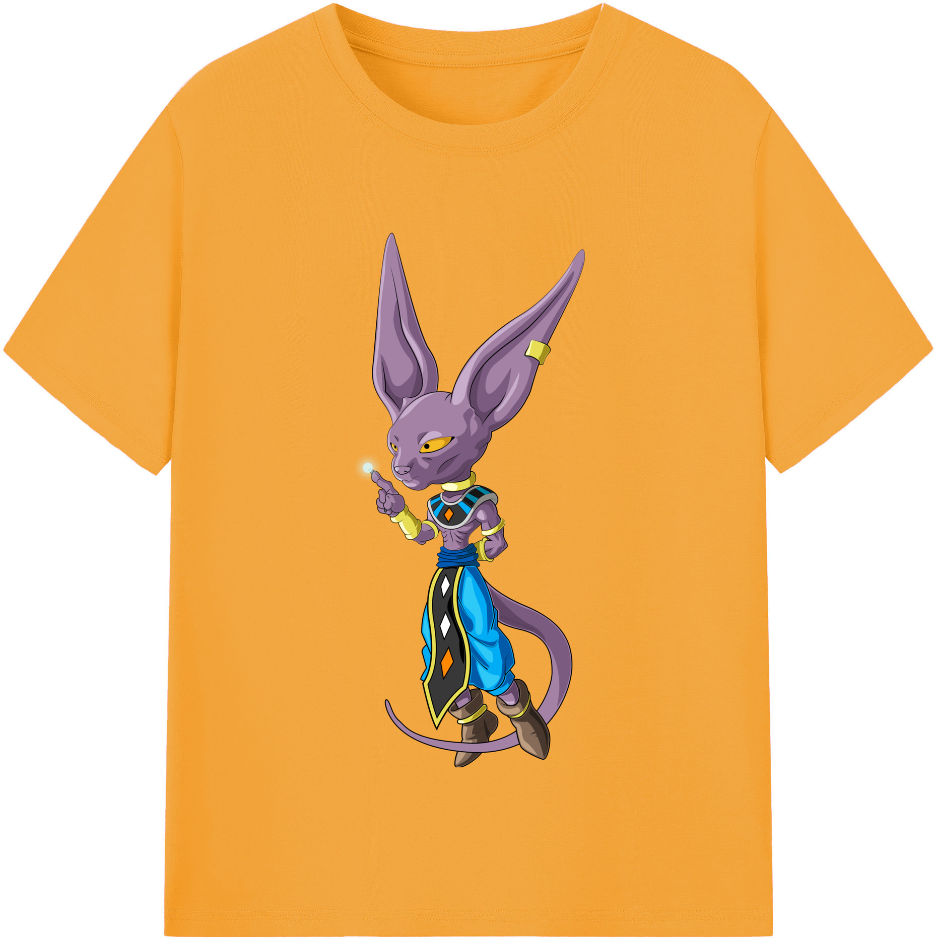 （画像用） ドラゴンボール ビルス 破壊神ビルス DRAGON BALL Beerus Birusu 綿100％半袖Tシャツ（フロントプリント）