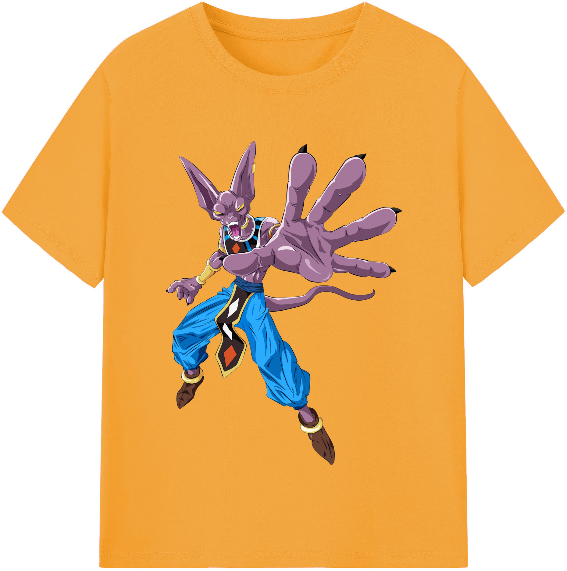 （画像用） ドラゴンボール ビルス 破壊神ビルス DRAGON BALL Beerus Birusu 綿100％半袖Tシャツ（フロントプリント）