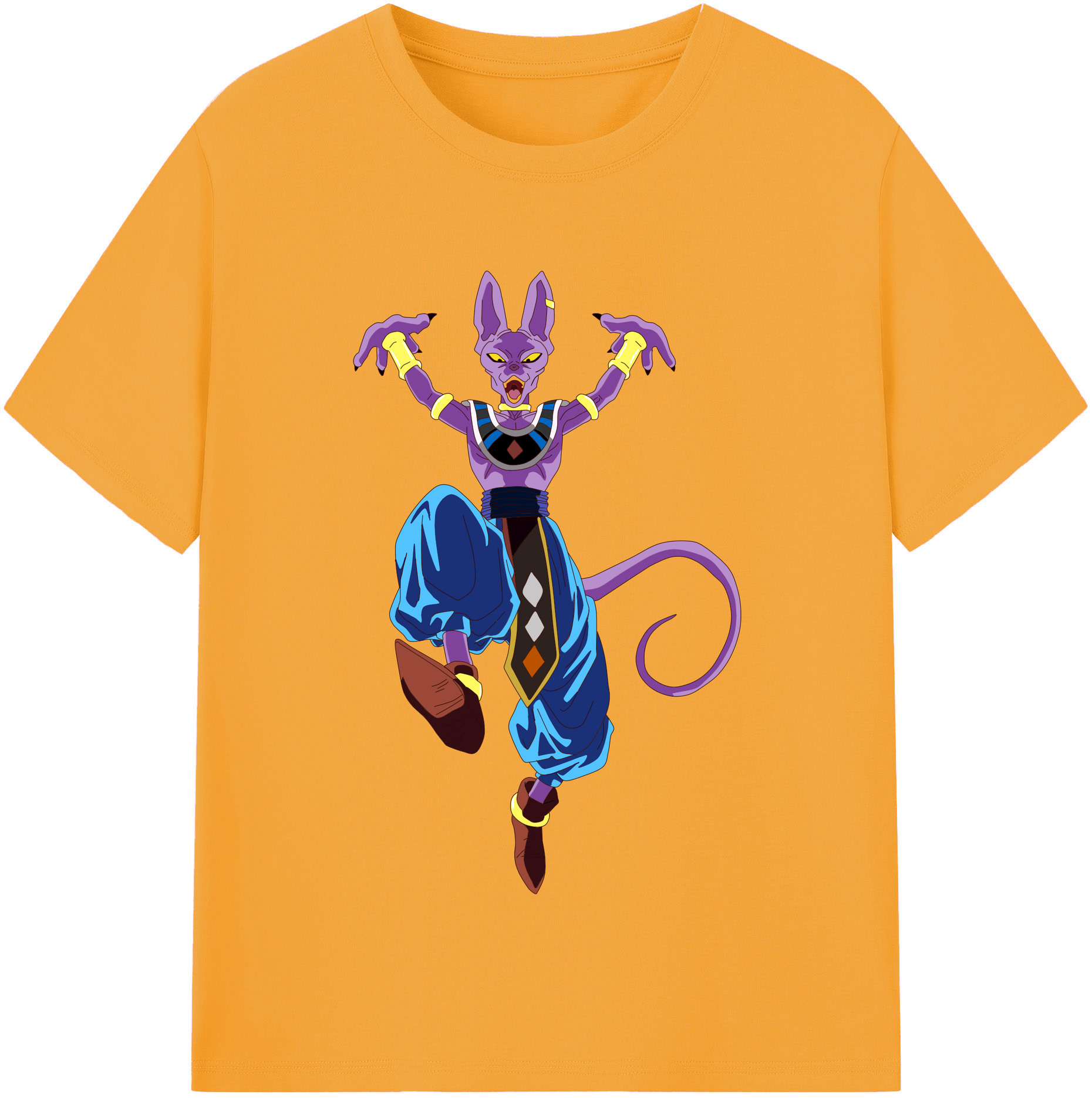 （画像用） ドラゴンボール ビルス 破壊神ビルス DRAGON BALL Beerus Birusu 綿100％半袖Tシャツ（フロントプリント）
