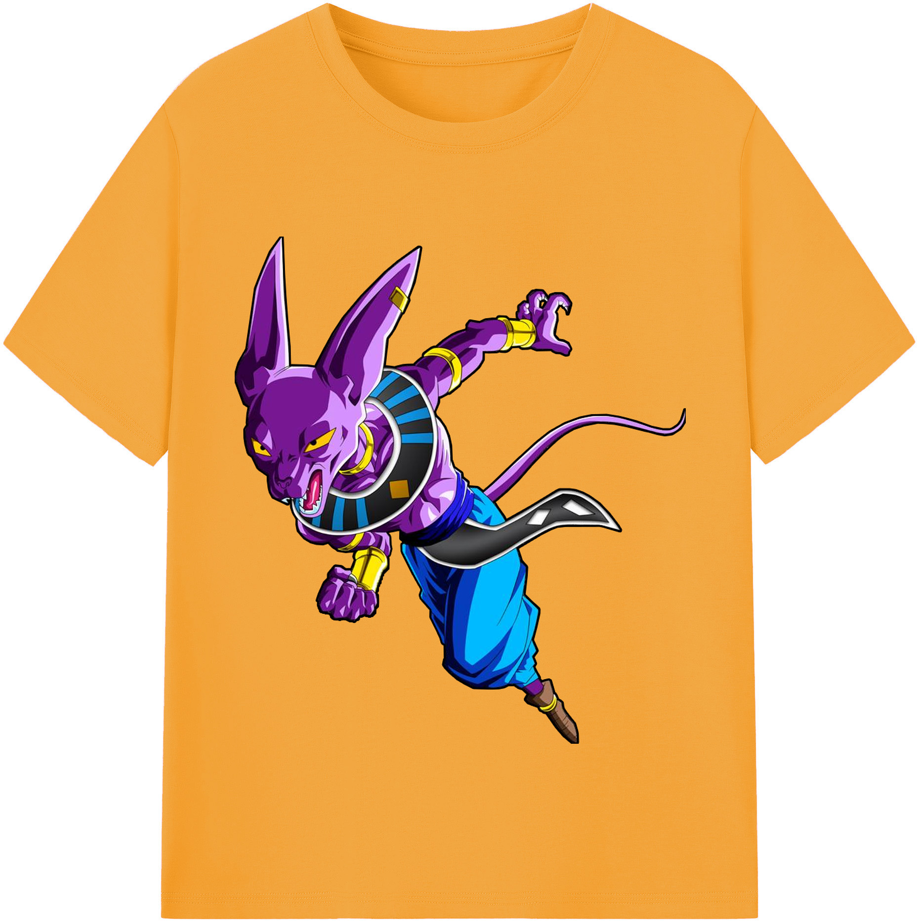 （画像用） ドラゴンボール ビルス 破壊神ビルス DRAGON BALL Beerus Birusu 綿100％半袖Tシャツ（フロントプリント）