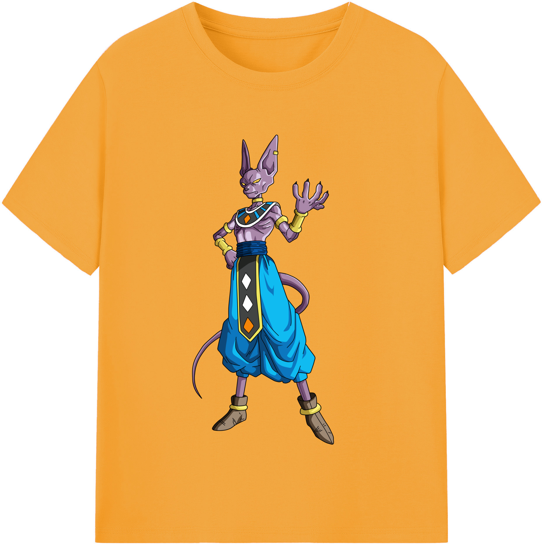 （画像用） ドラゴンボール ビルス 破壊神ビルス DRAGON BALL Beerus Birusu 綿100％半袖Tシャツ（フロントプリント）