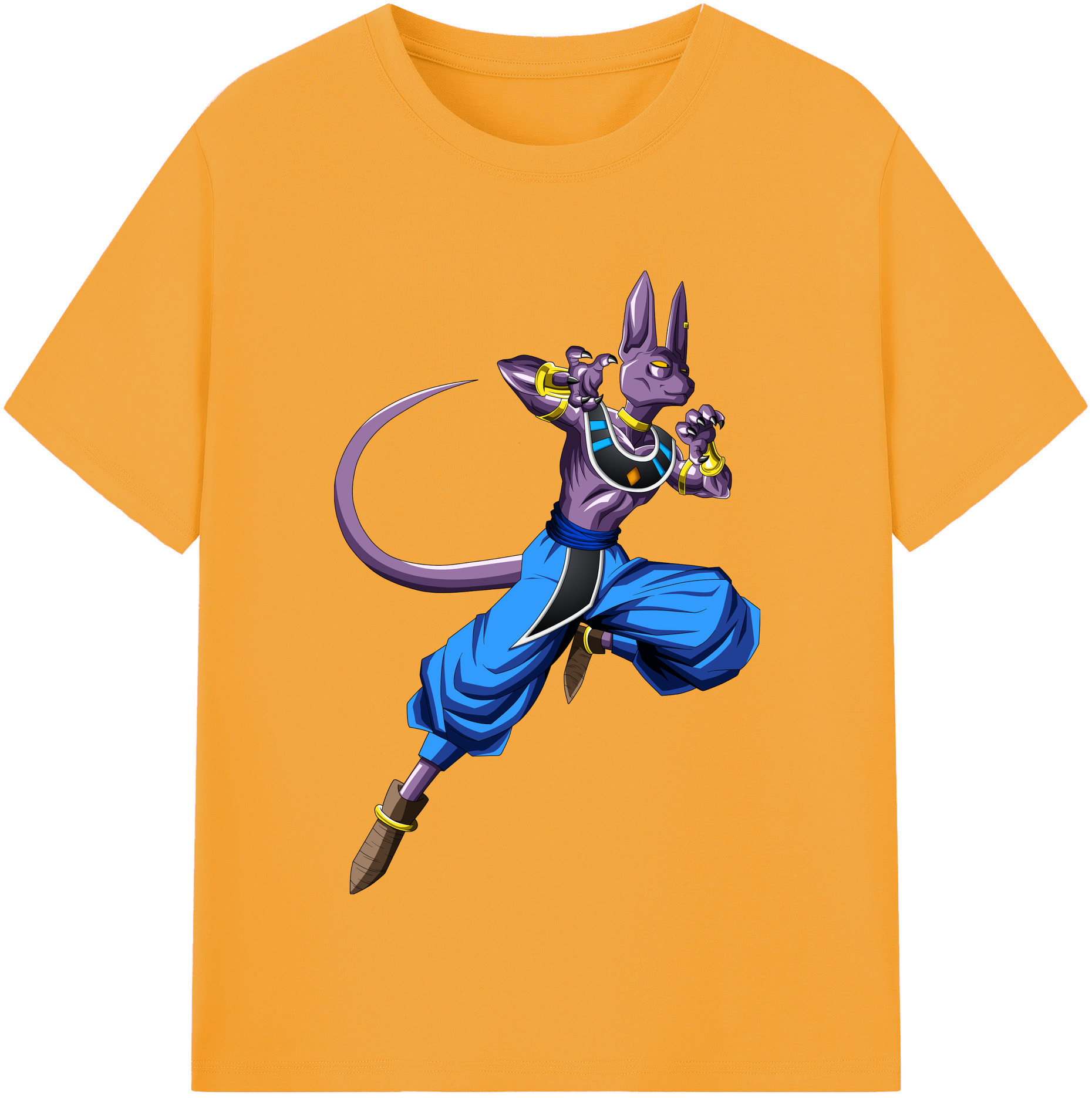 （画像用） ドラゴンボール ビルス 破壊神ビルス DRAGON BALL Beerus Birusu 綿100％半袖Tシャツ（フロントプリント）