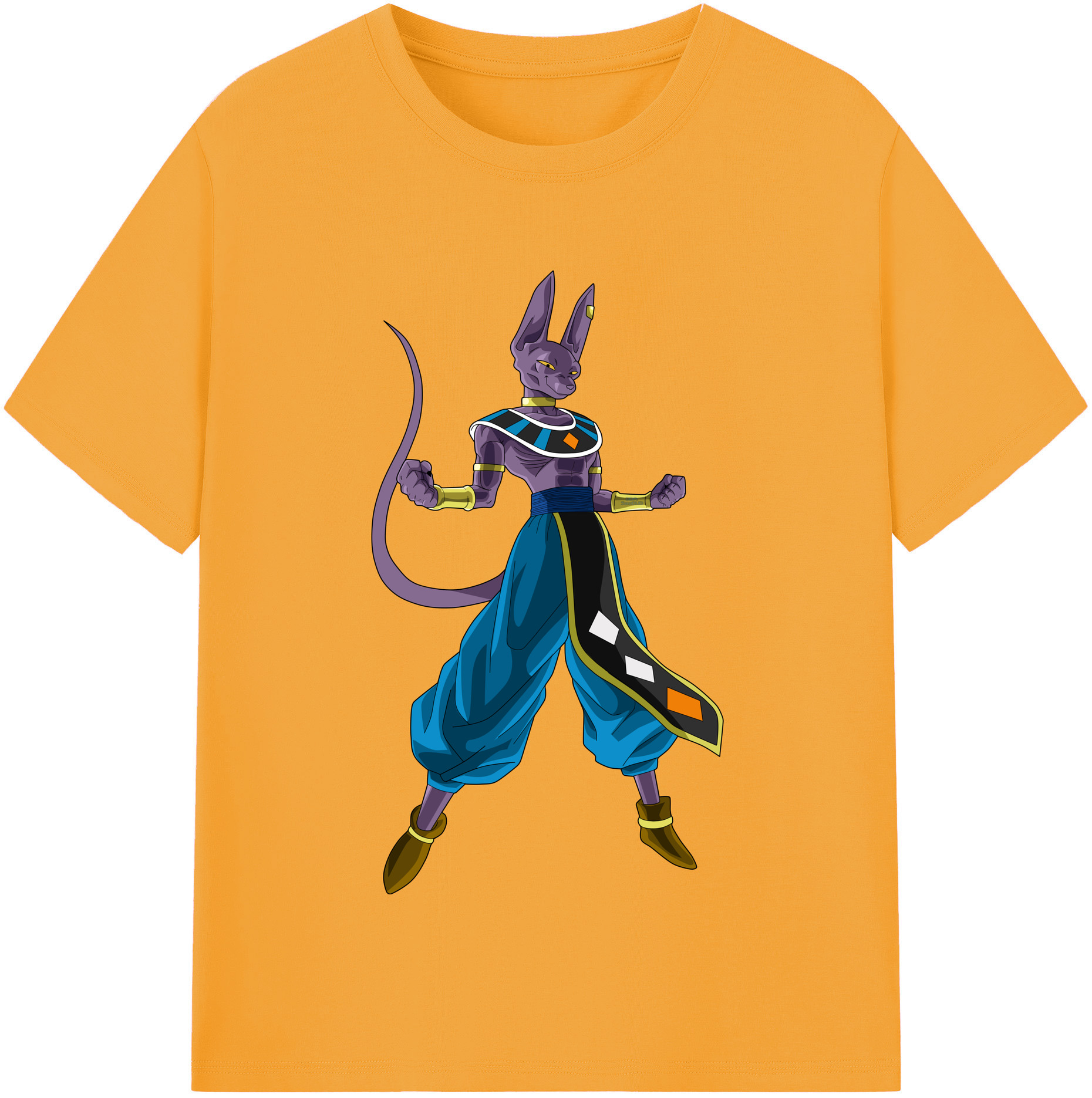 （画像用） ドラゴンボール ビルス 破壊神ビルス DRAGON BALL Beerus Birusu 綿100％半袖Tシャツ（フロントプリント）