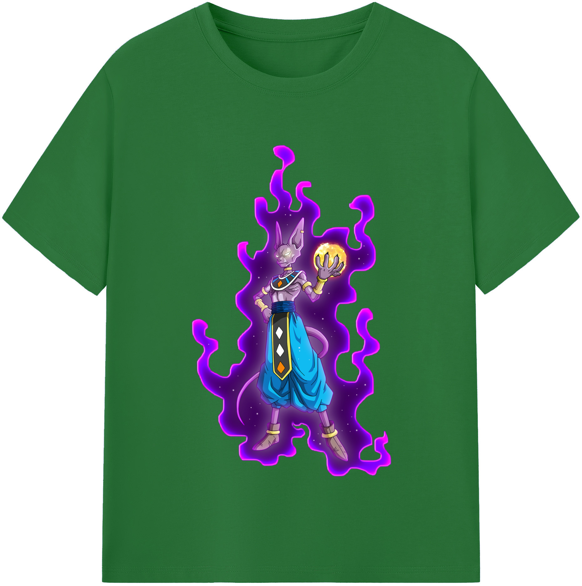 （画像用） ドラゴンボール ビルス 破壊神ビルス DRAGON BALL Beerus Birusu 綿100％半袖Tシャツ（フロントプリント）