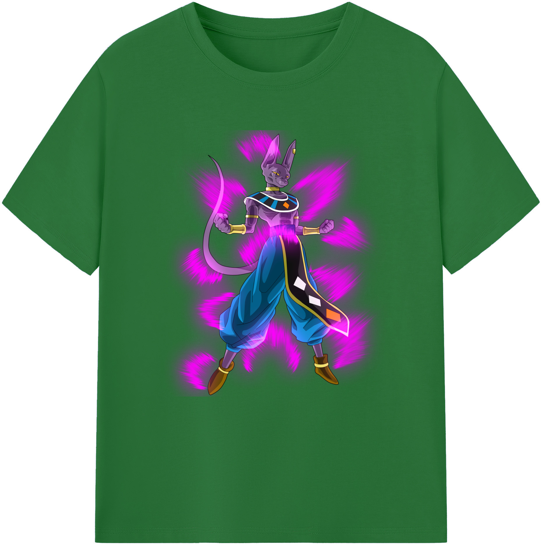 （画像用） ドラゴンボール ビルス 破壊神ビルス DRAGON BALL Beerus Birusu 綿100％半袖Tシャツ（フロントプリント）