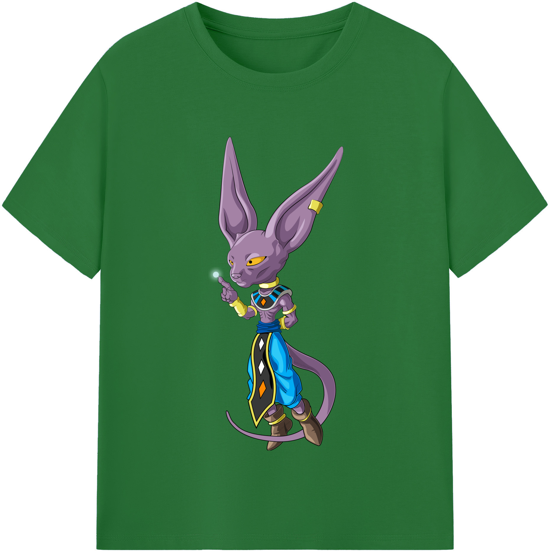 （画像用） ドラゴンボール ビルス 破壊神ビルス DRAGON BALL Beerus Birusu 綿100％半袖Tシャツ（フロントプリント）