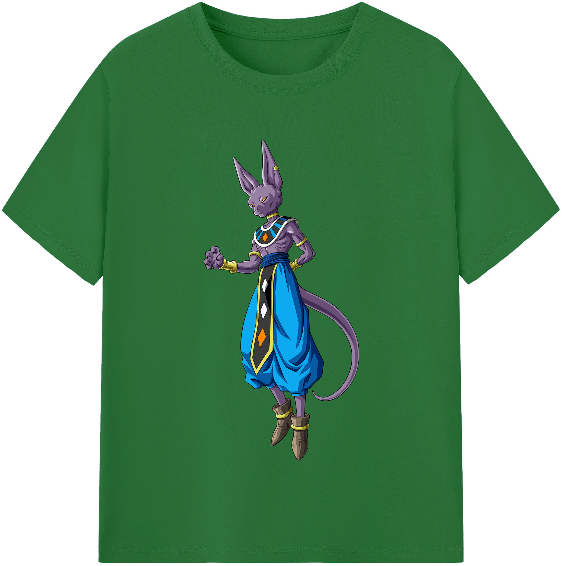 （画像用） ドラゴンボール ビルス 破壊神ビルス DRAGON BALL Beerus Birusu 綿100％半袖Tシャツ（フロントプリント）