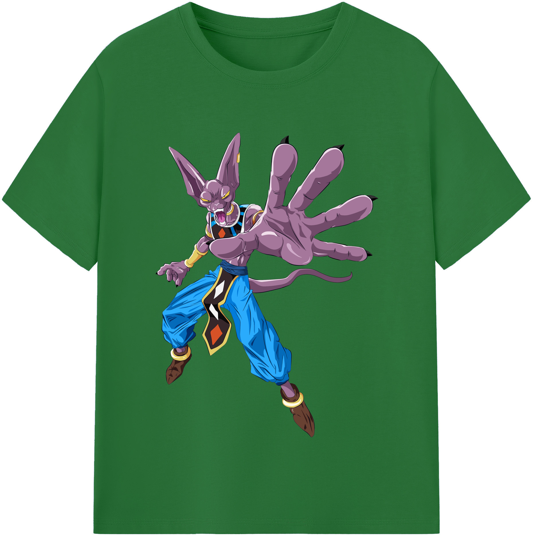 （画像用） ドラゴンボール ビルス 破壊神ビルス DRAGON BALL Beerus Birusu 綿100％半袖Tシャツ（フロントプリント）