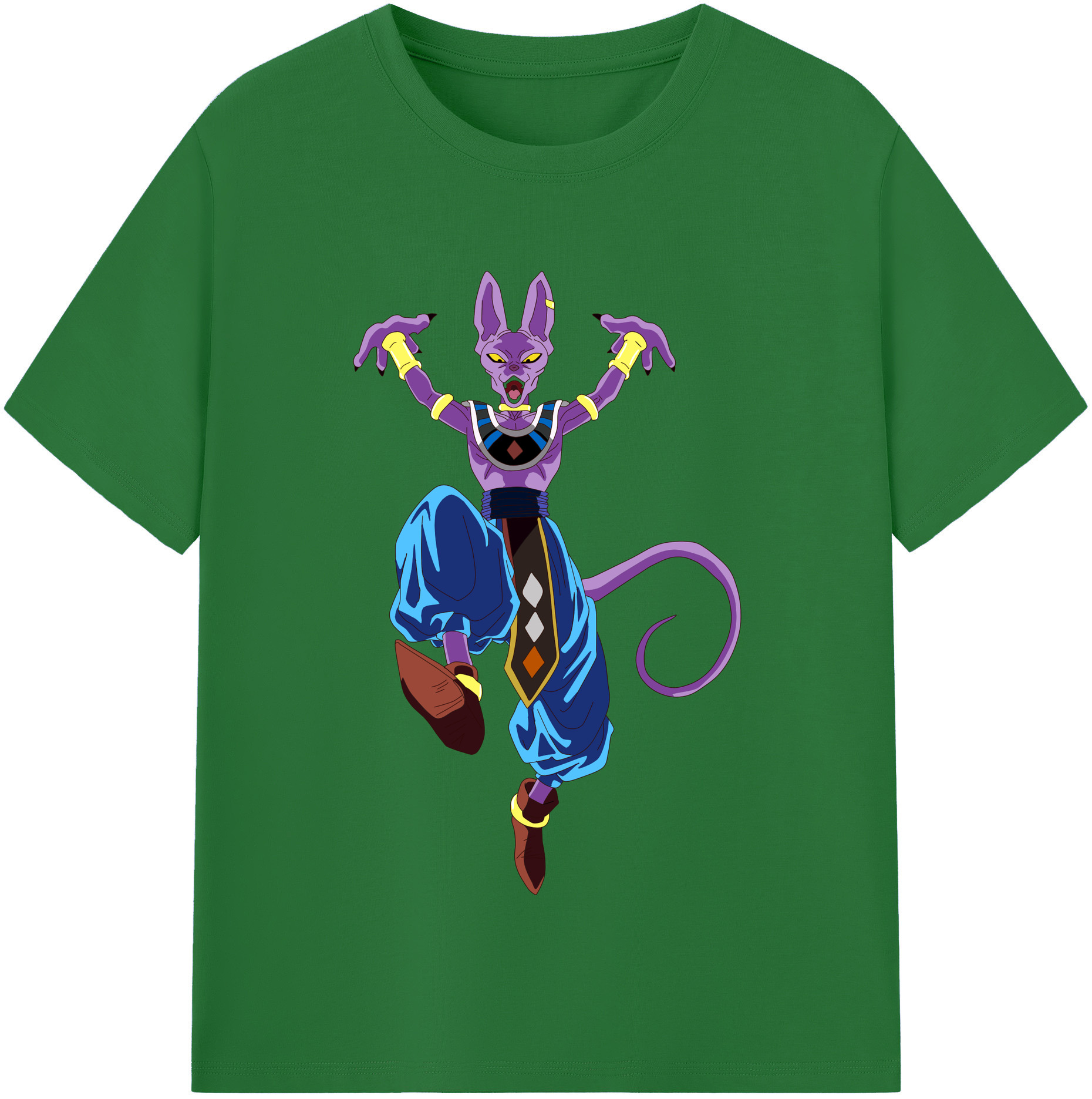 （画像用） ドラゴンボール ビルス 破壊神ビルス DRAGON BALL Beerus Birusu 綿100％半袖Tシャツ（フロントプリント）
