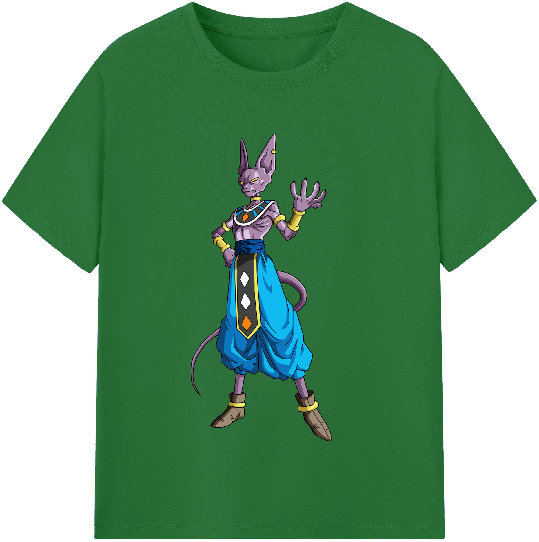 （画像用） ドラゴンボール ビルス 破壊神ビルス DRAGON BALL Beerus Birusu 綿100％半袖Tシャツ（フロントプリント）