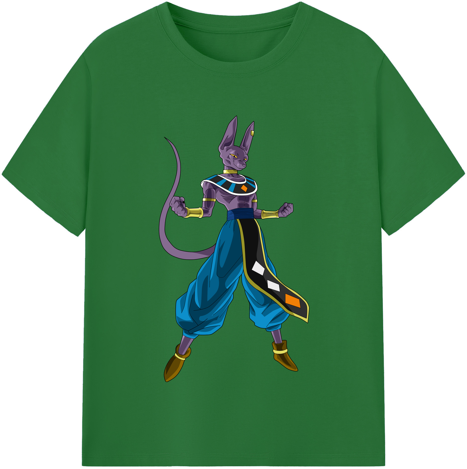 （画像用） ドラゴンボール ビルス 破壊神ビルス DRAGON BALL Beerus Birusu 綿100％半袖Tシャツ（フロントプリント）