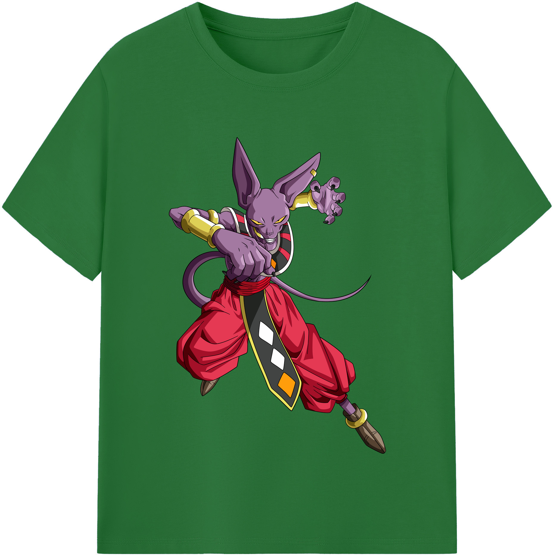 （画像用） ドラゴンボール ビルス 破壊神ビルス DRAGON BALL Beerus Birusu 綿100％半袖Tシャツ（フロントプリント）
