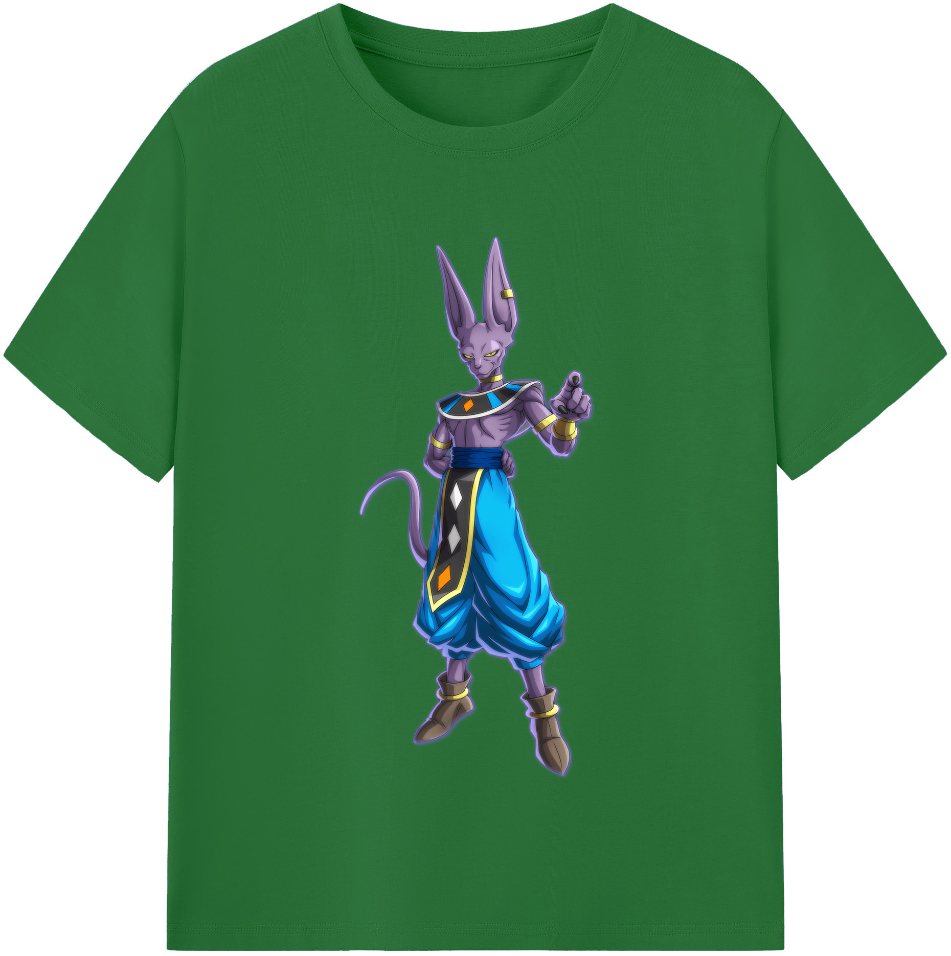 （画像用） ドラゴンボール ビルス 破壊神ビルス DRAGON BALL Beerus Birusu 綿100％半袖Tシャツ（フロントプリント）