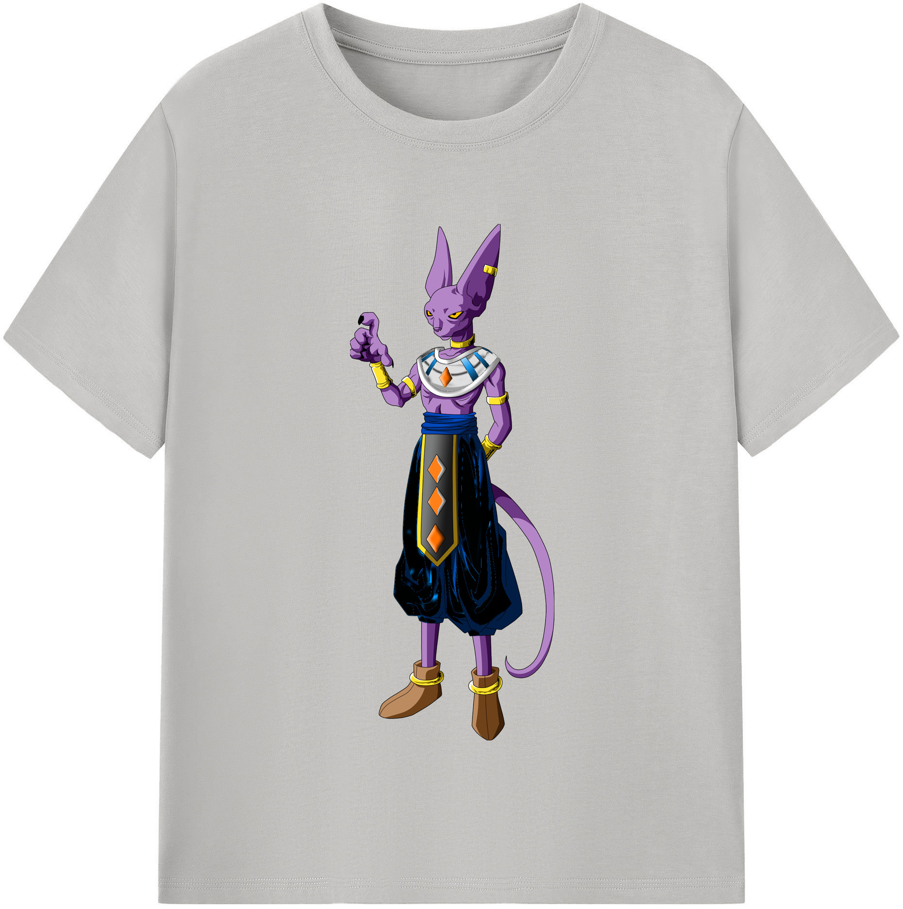 （画像用） ドラゴンボール ビルス 破壊神ビルス DRAGON BALL Beerus Birusu 綿100％半袖Tシャツ（フロントプリント）