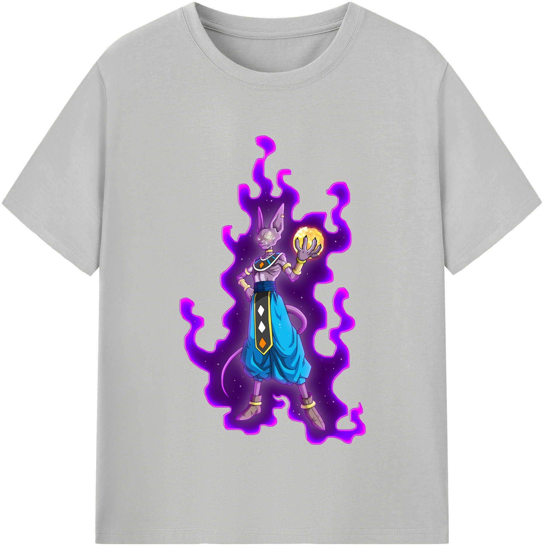 （画像用） ドラゴンボール ビルス 破壊神ビルス DRAGON BALL Beerus Birusu 綿100％半袖Tシャツ（フロントプリント）